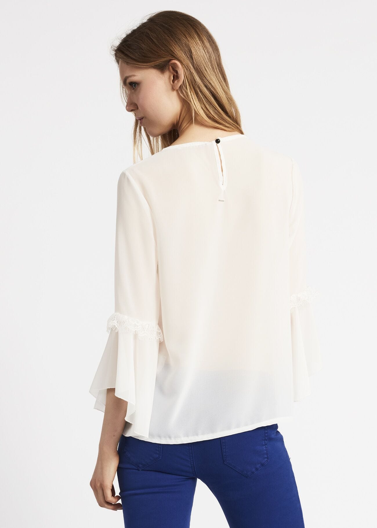 Blouse with bell sleeves