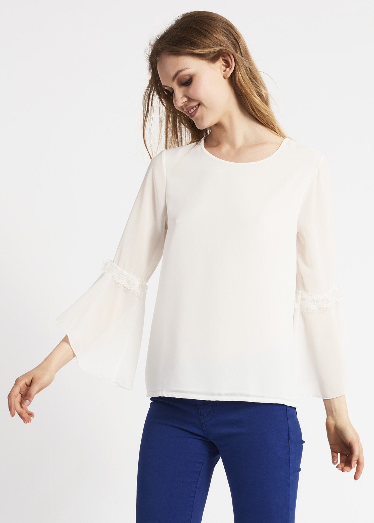 Blouse with bell sleeves