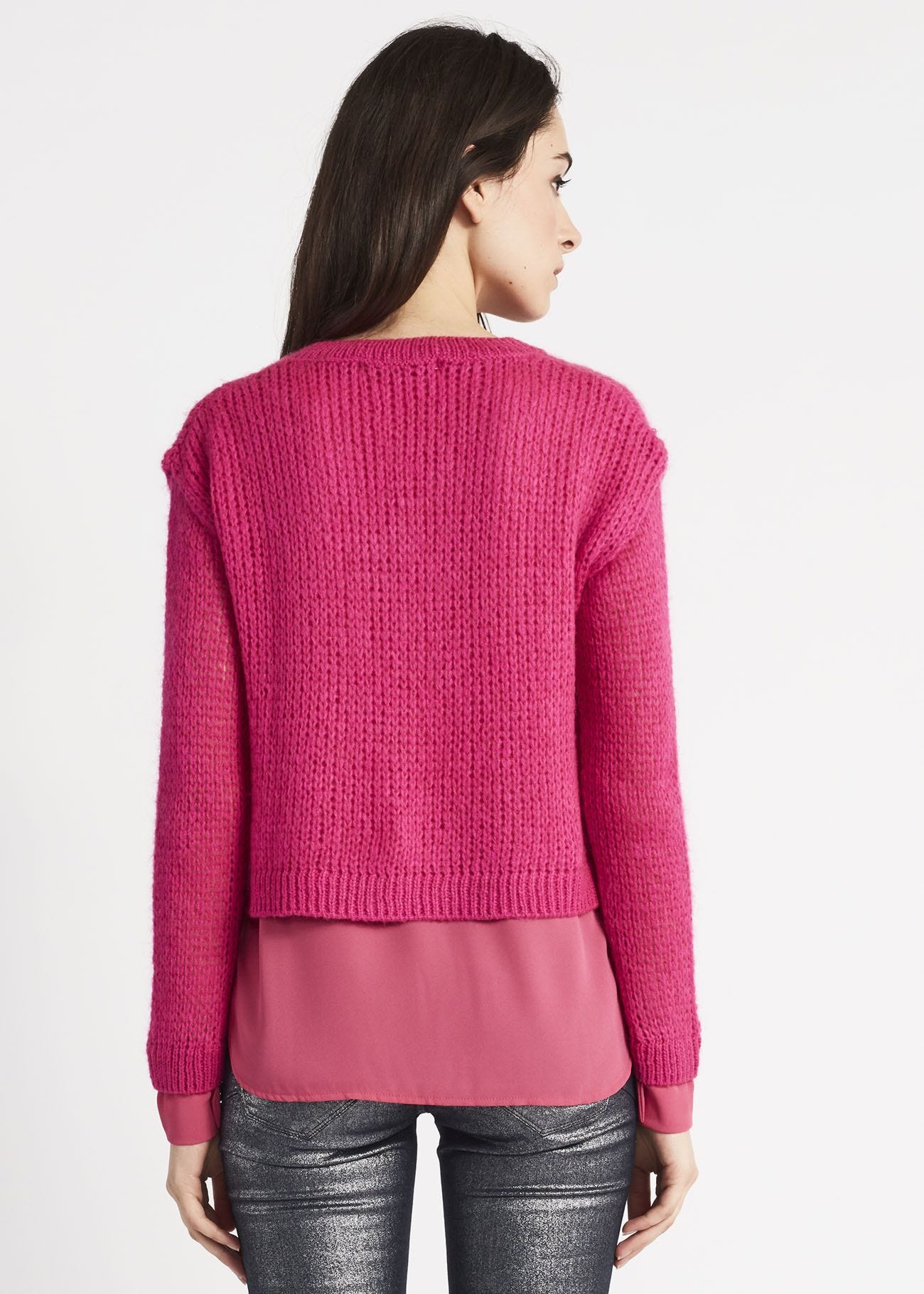 Maglione in mohair con scollo a V