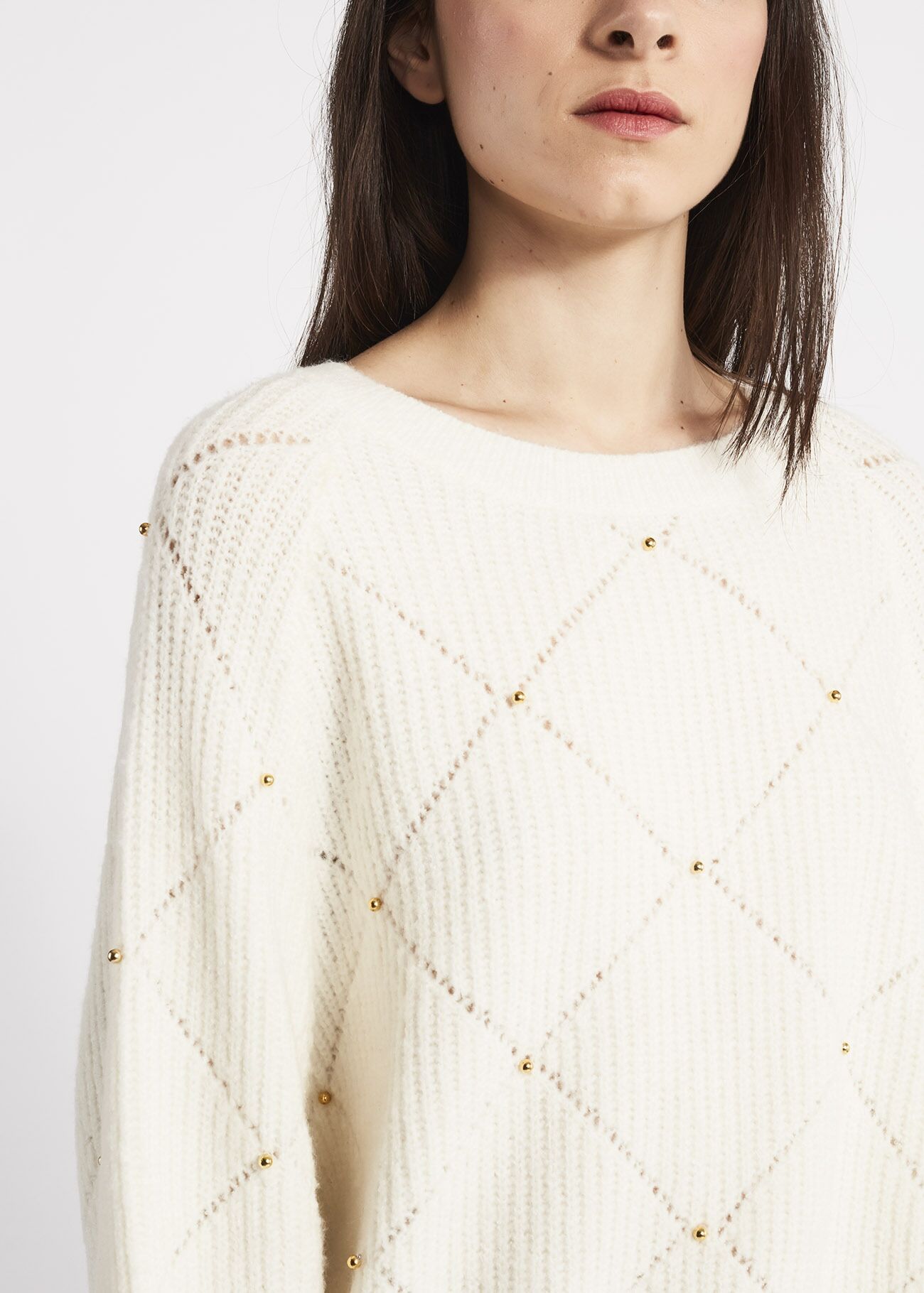 Cropped jumper with diamond pattern