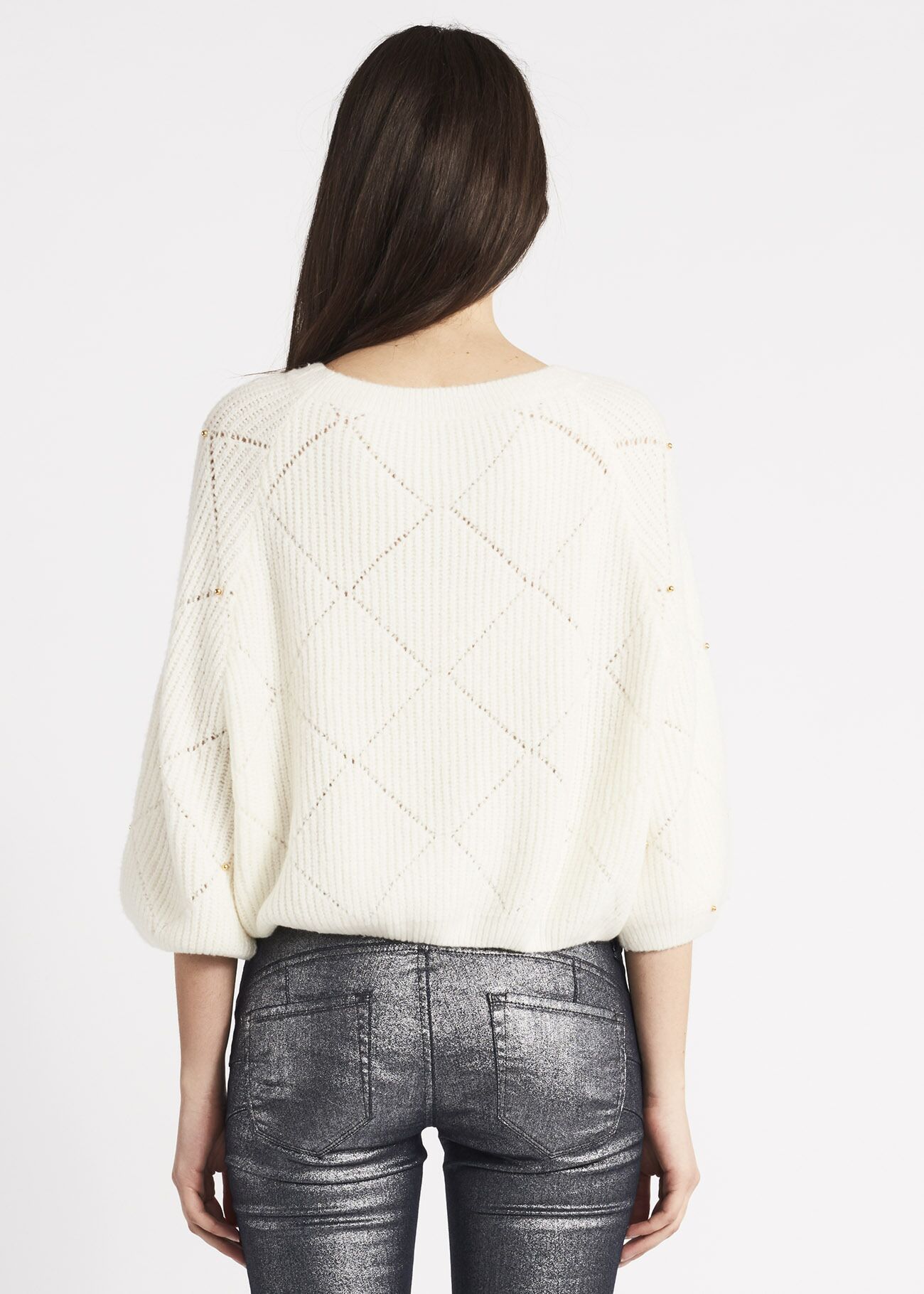 Cropped jumper with diamond pattern
