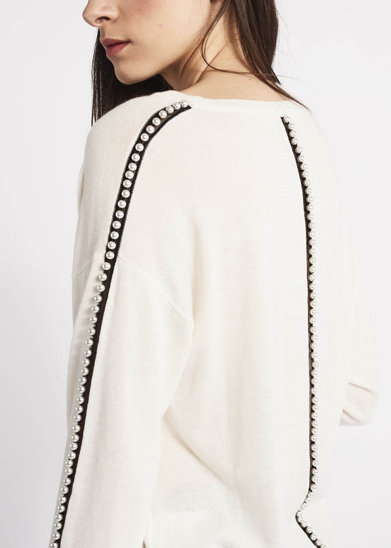 Boxy jumper with boat neck