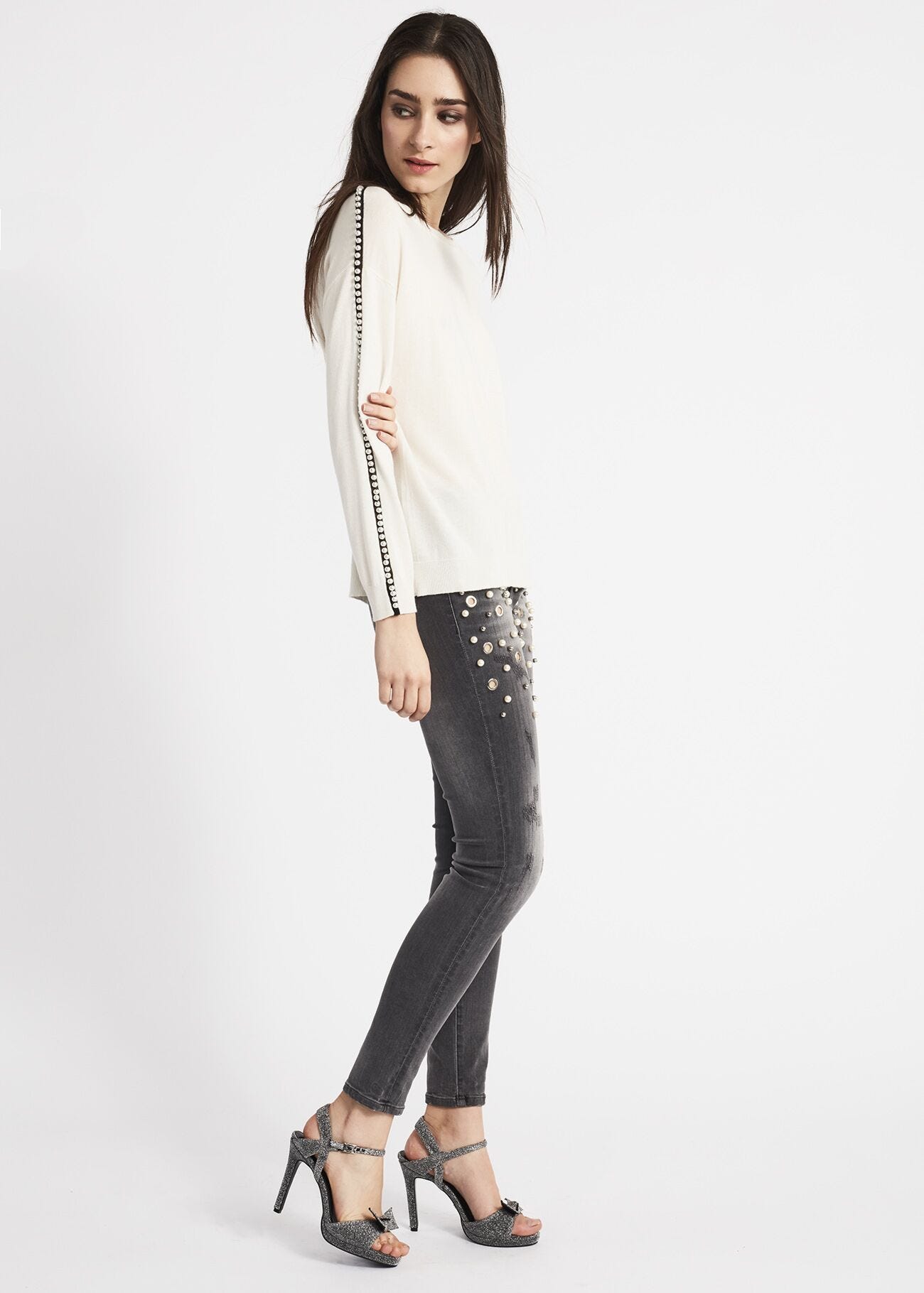 Boxy jumper with boat neck