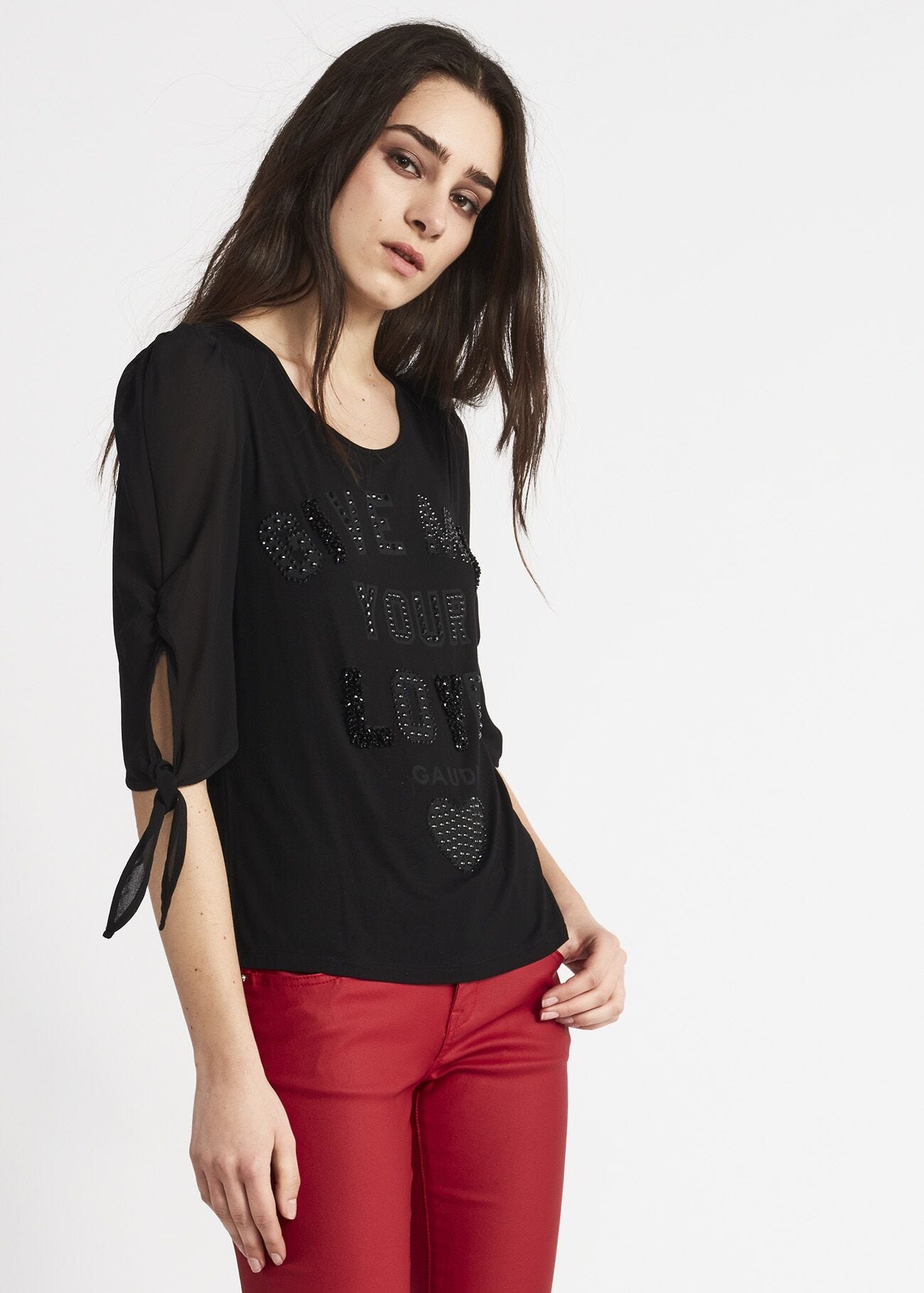 T-shirt with georgette sleeves