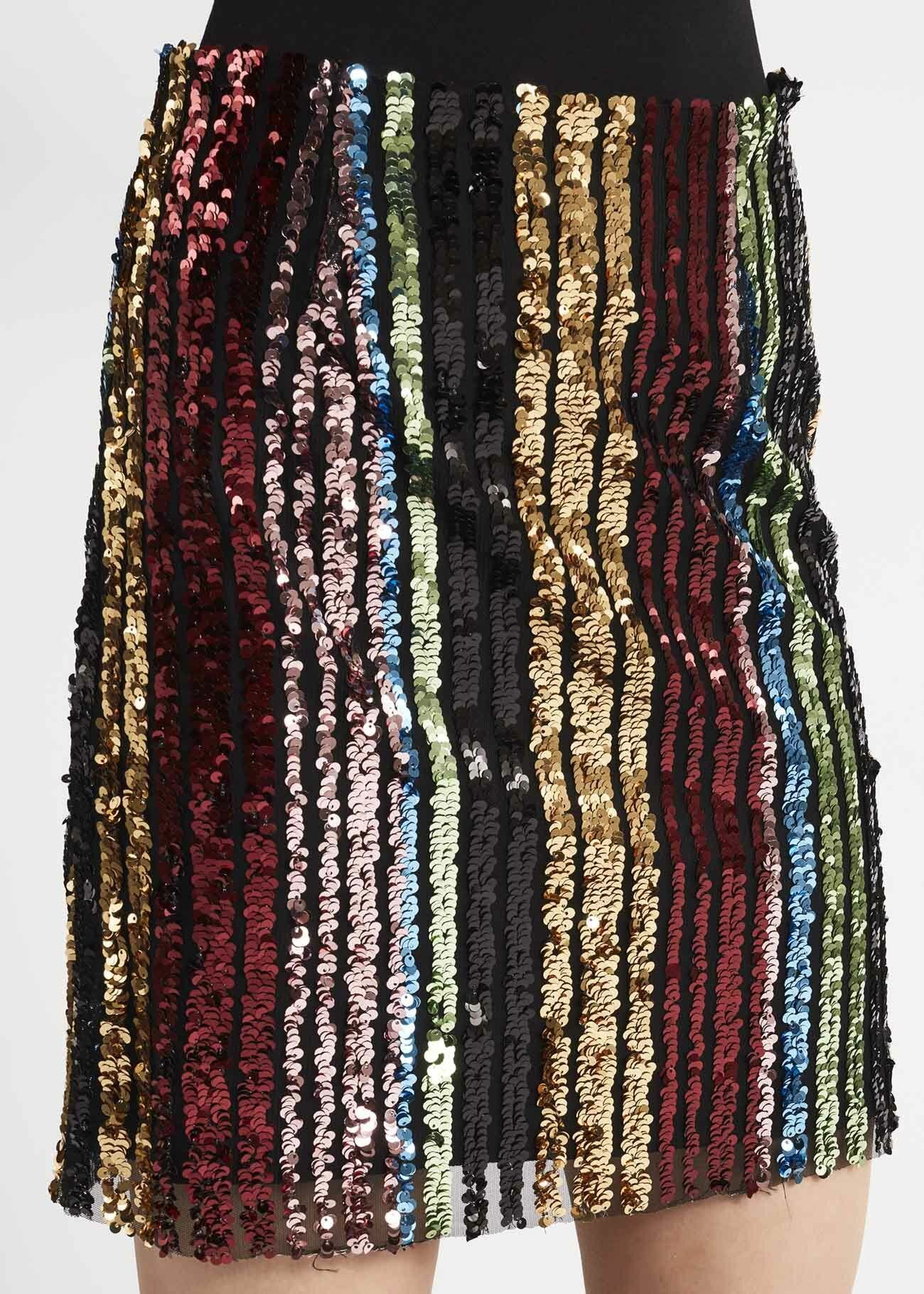 Gonna con paillettes multicolor