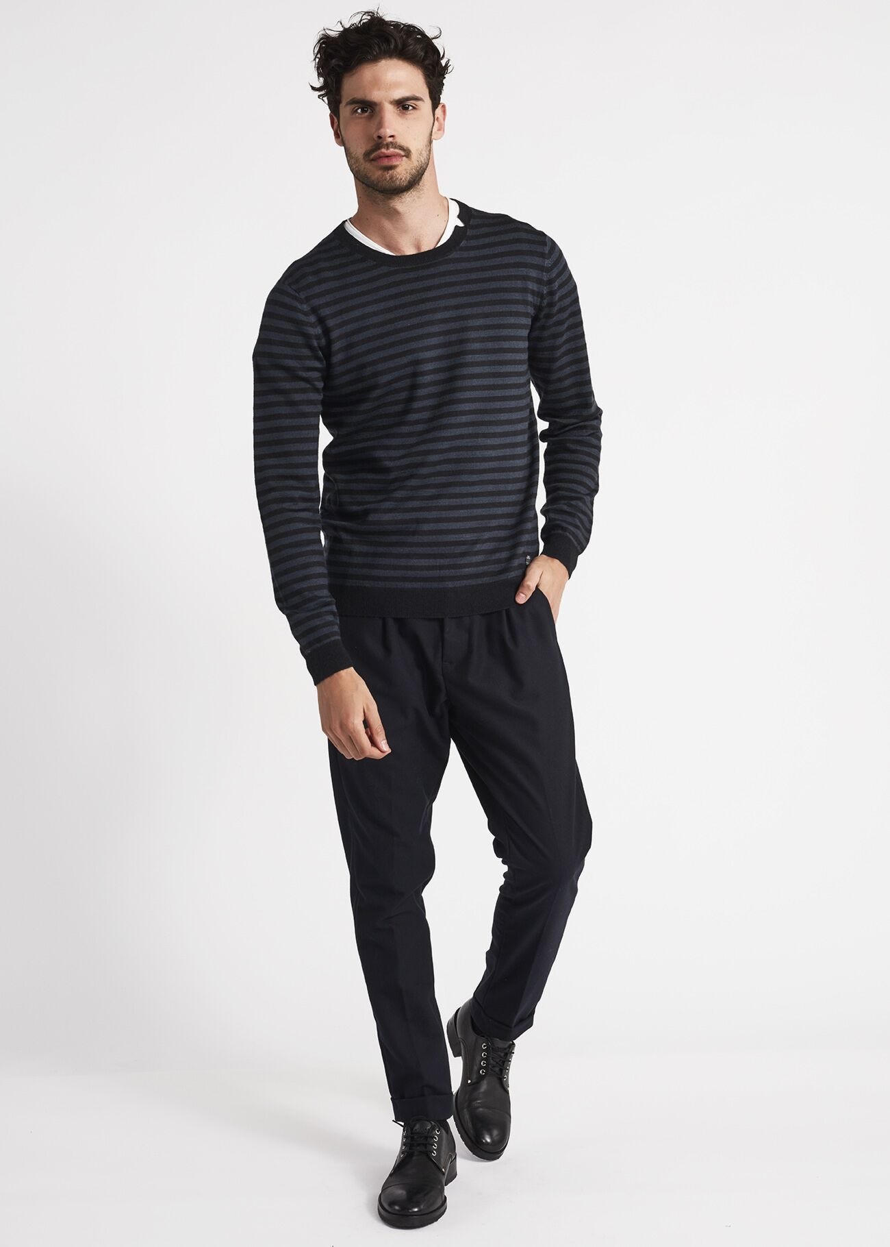 Trousers with elasticated waist insert