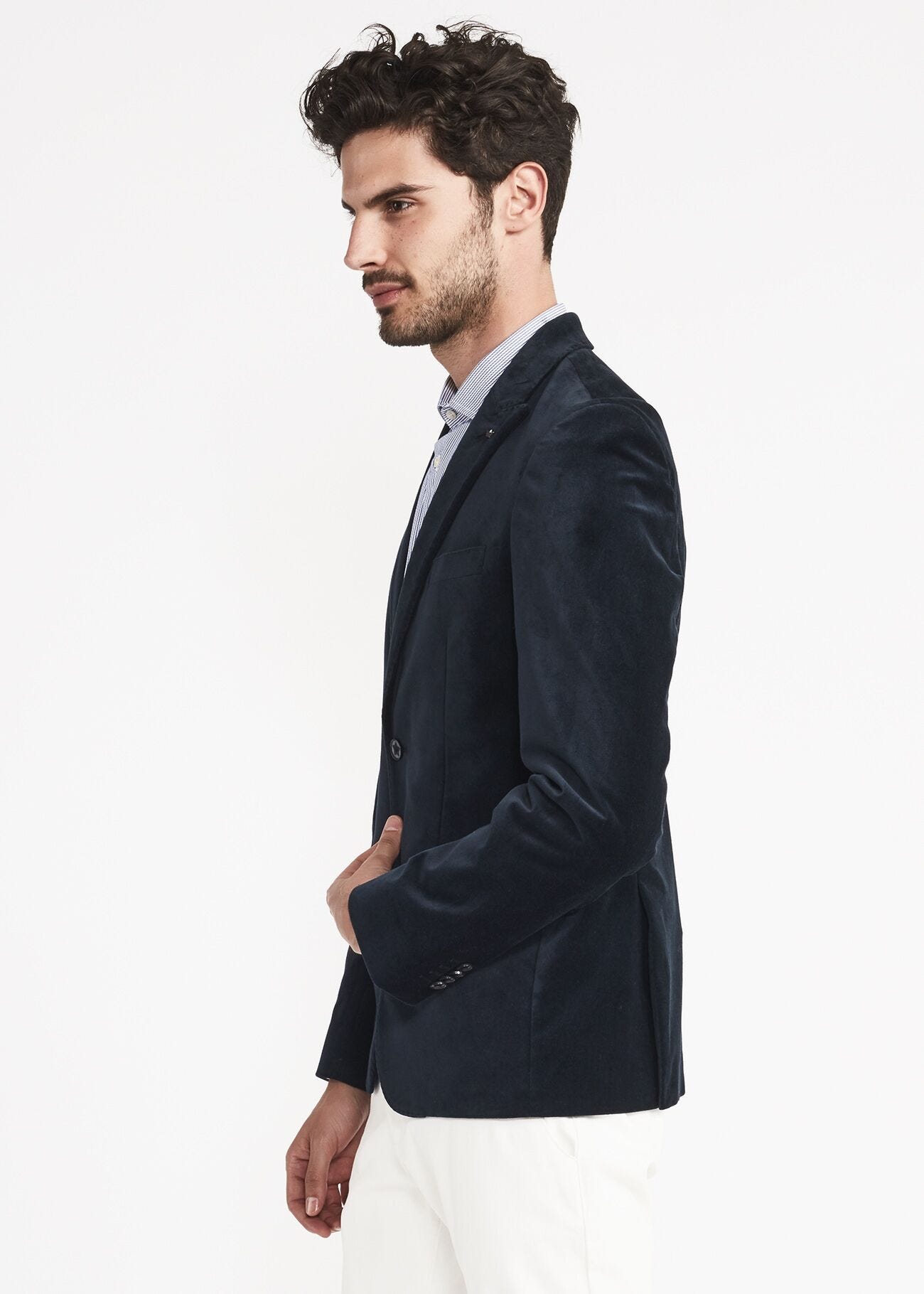 Single-breasted velvet jacket