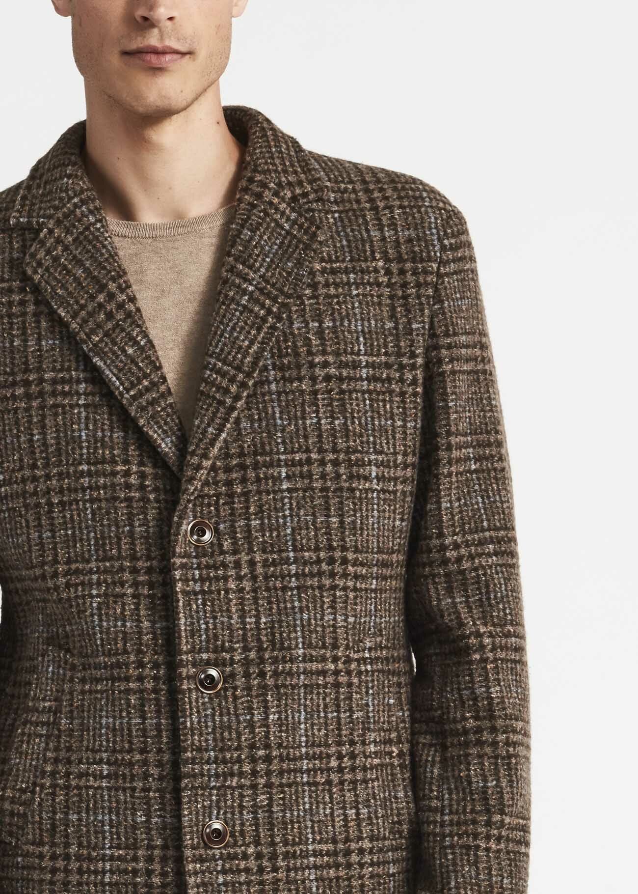 Prince of Wales check single-breasted coat