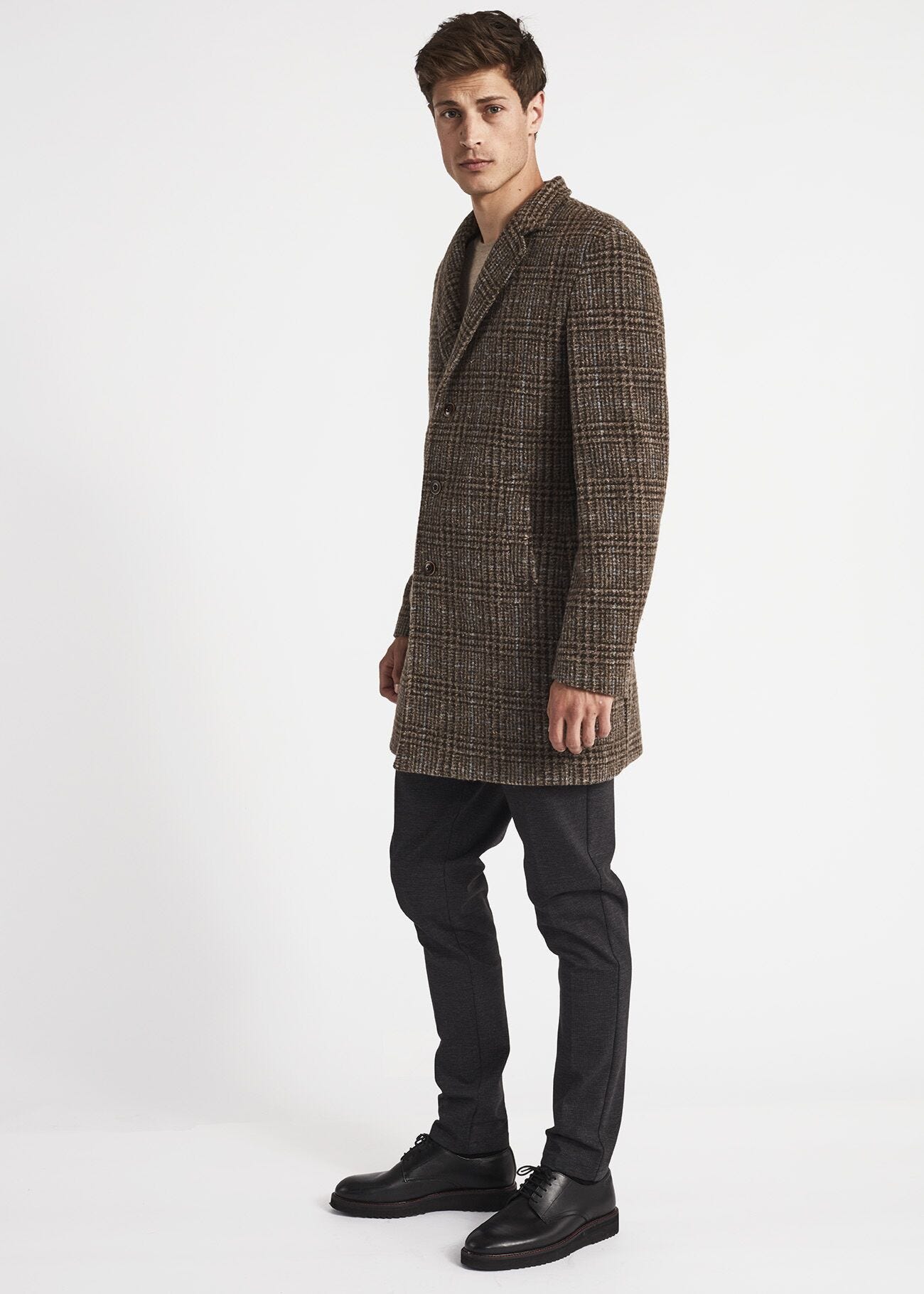 Prince of Wales check single-breasted coat