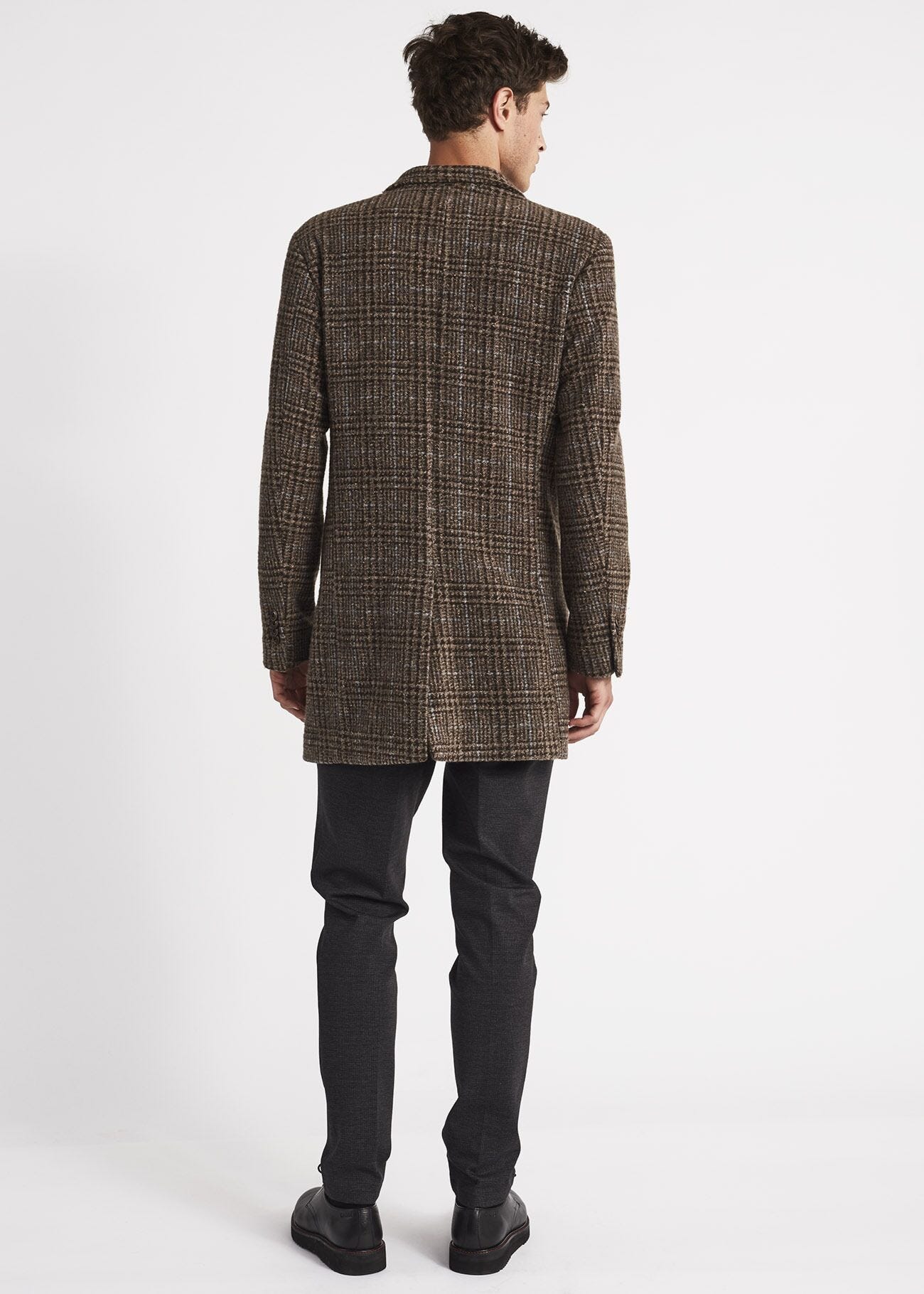 Prince of Wales check single-breasted coat