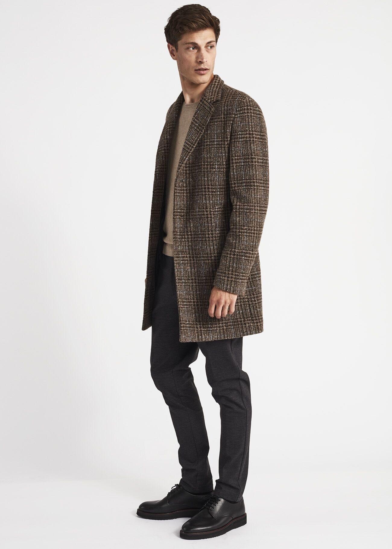 Prince of Wales check single-breasted coat