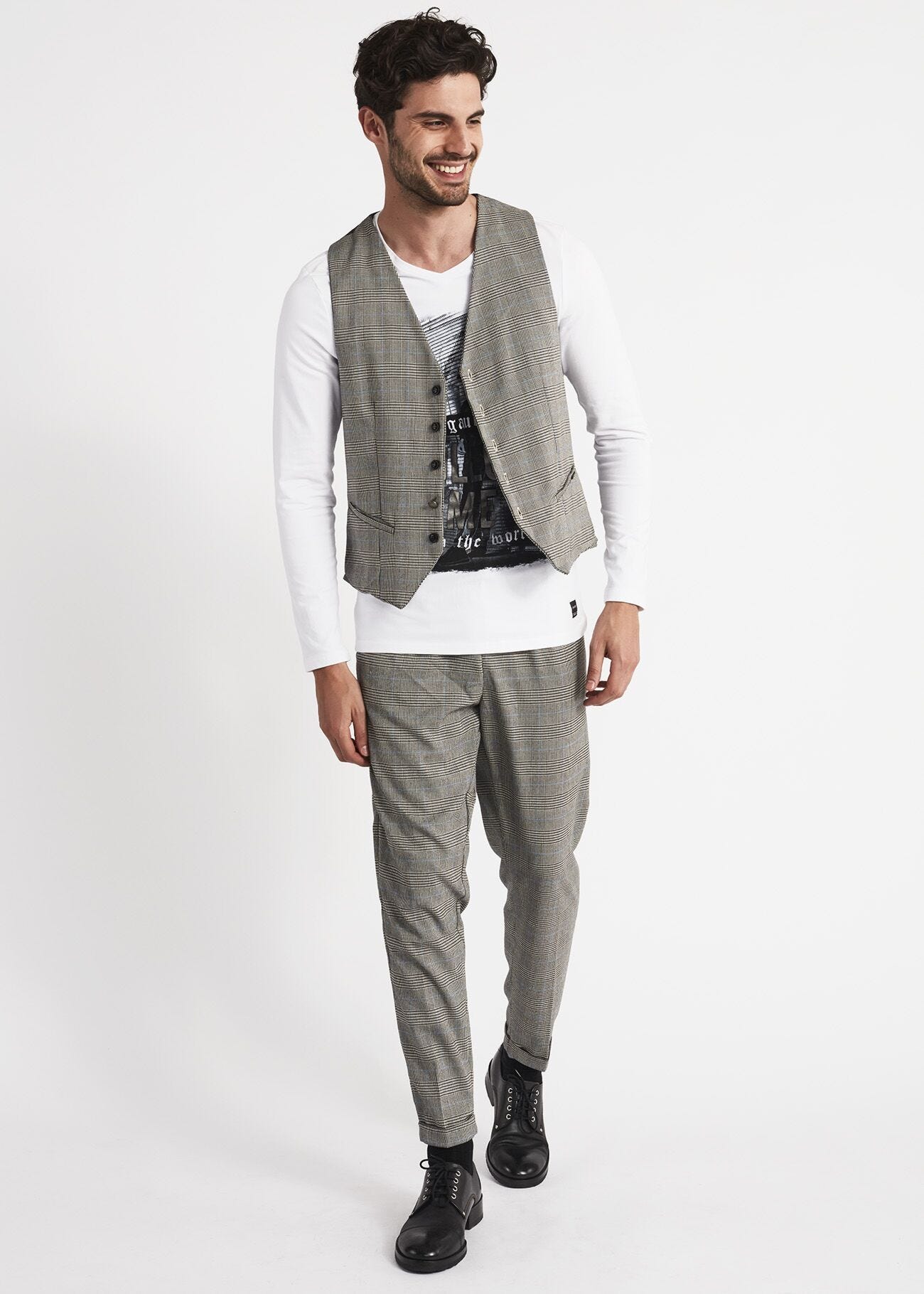 Gilet Principe di Galles chiaro