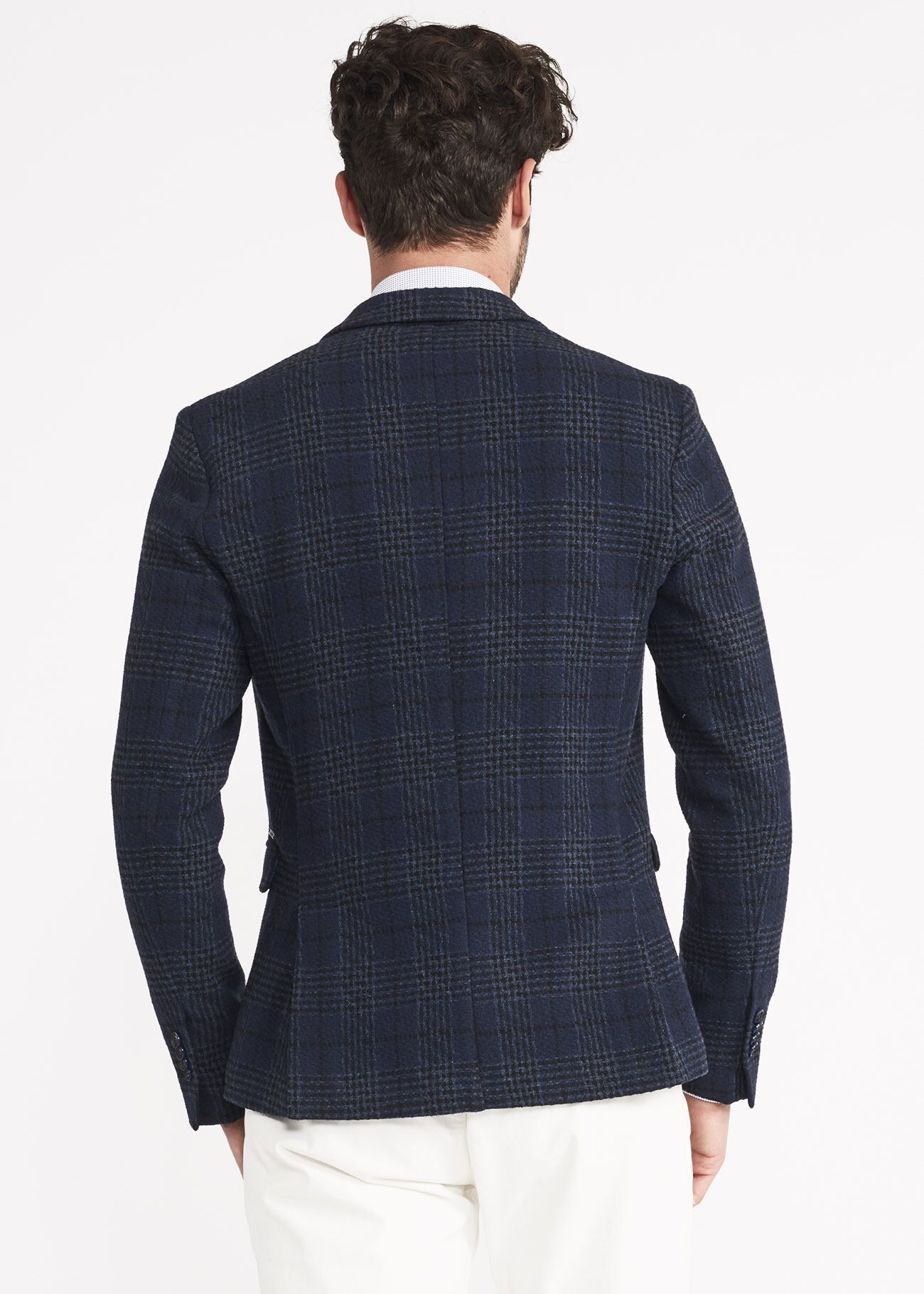 Single-breasted check pattern jacket