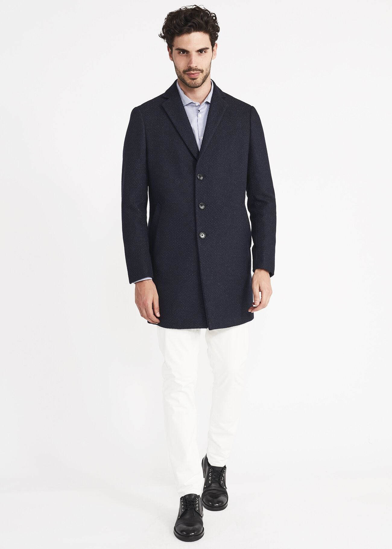 Woven wool coat