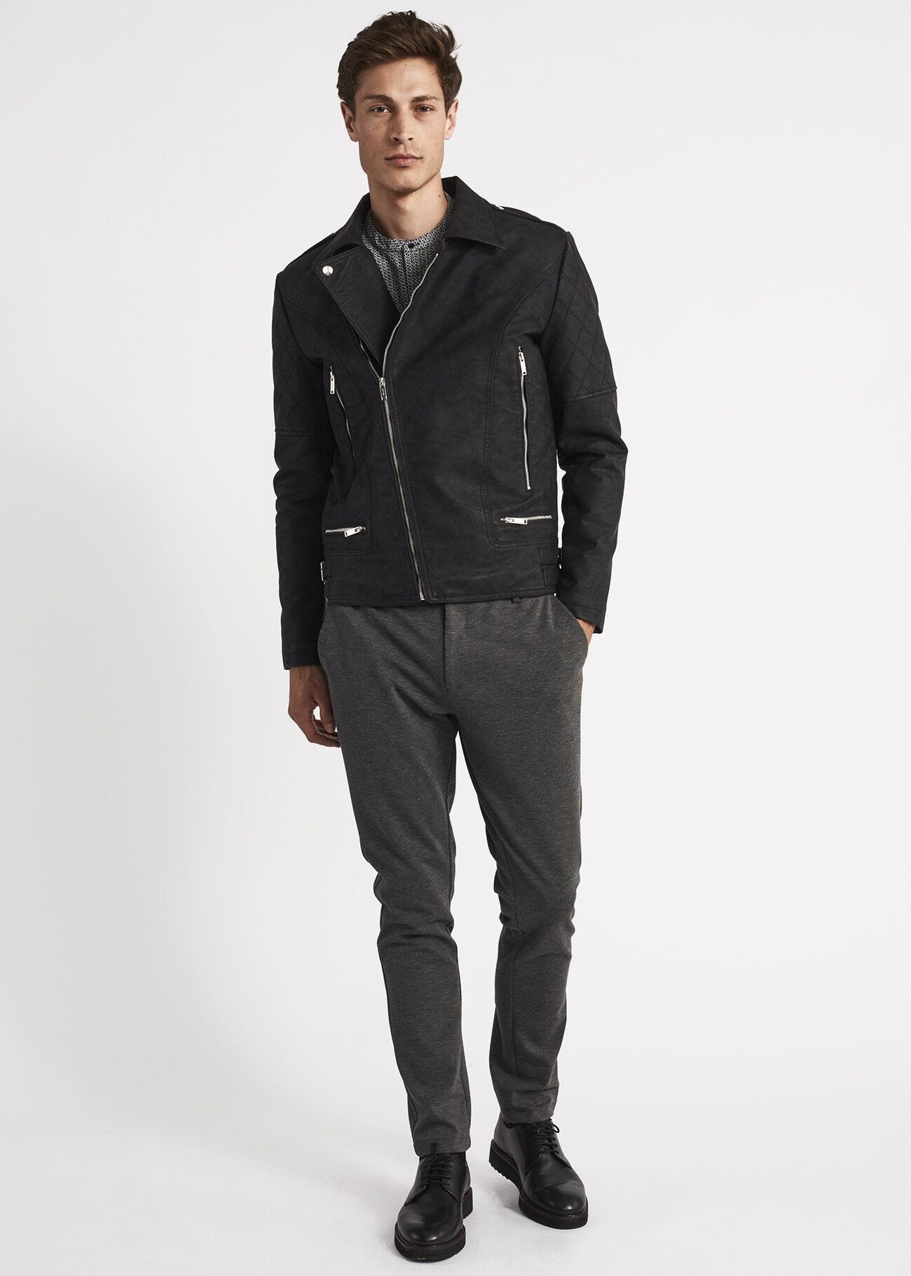 Faux leather biker jacket