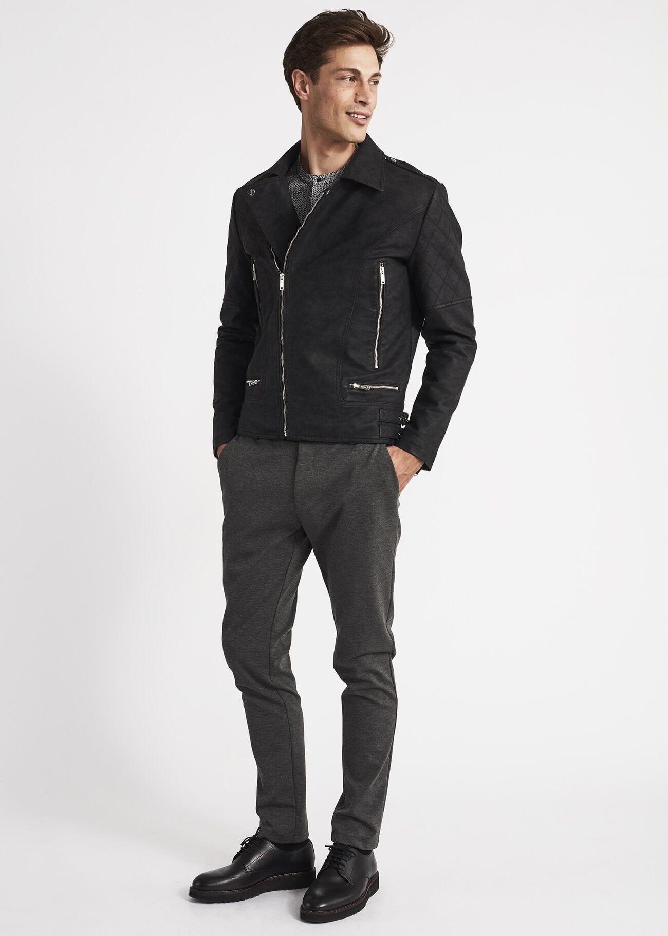 Faux leather biker jacket