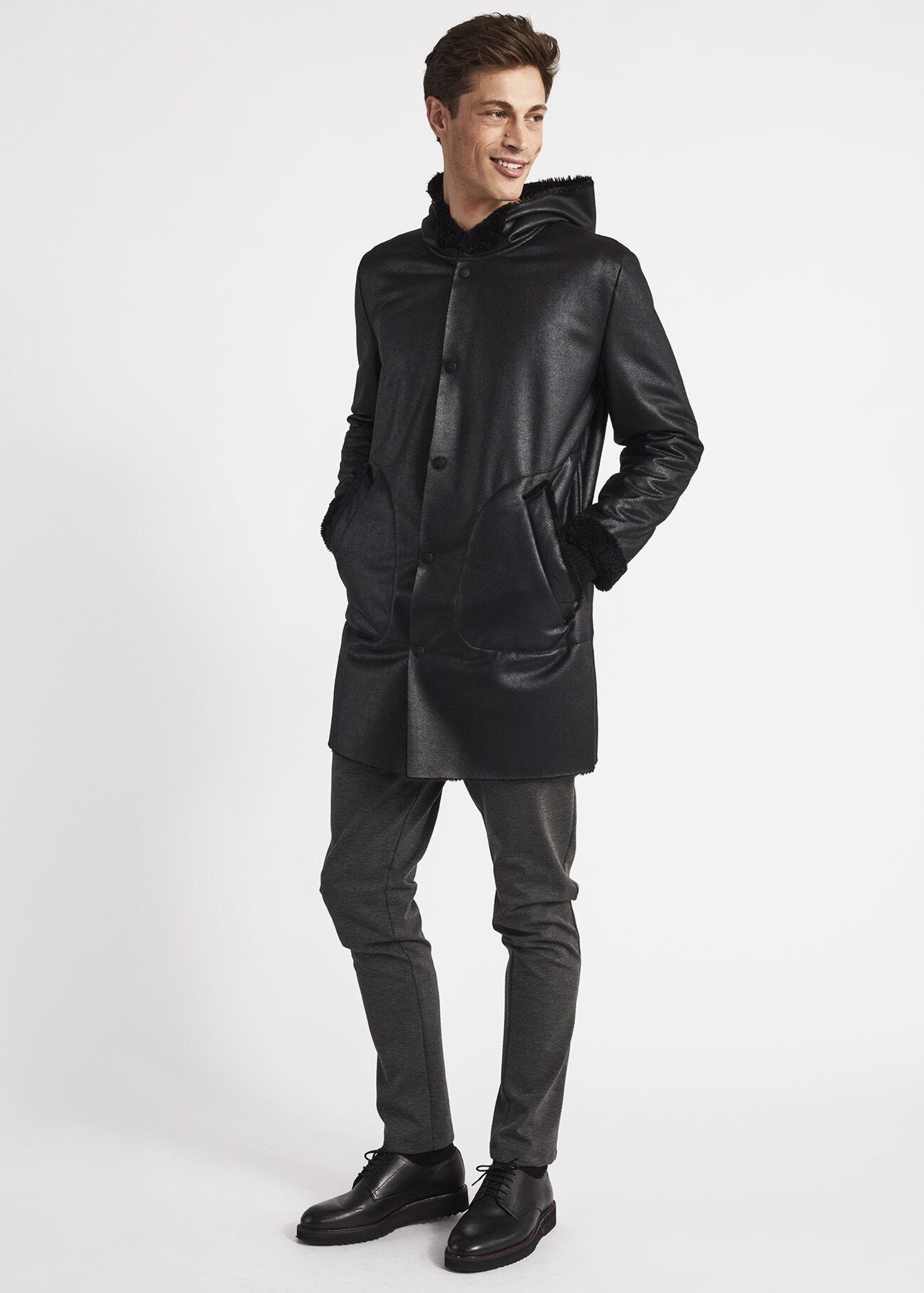 Faux sheepskin parka