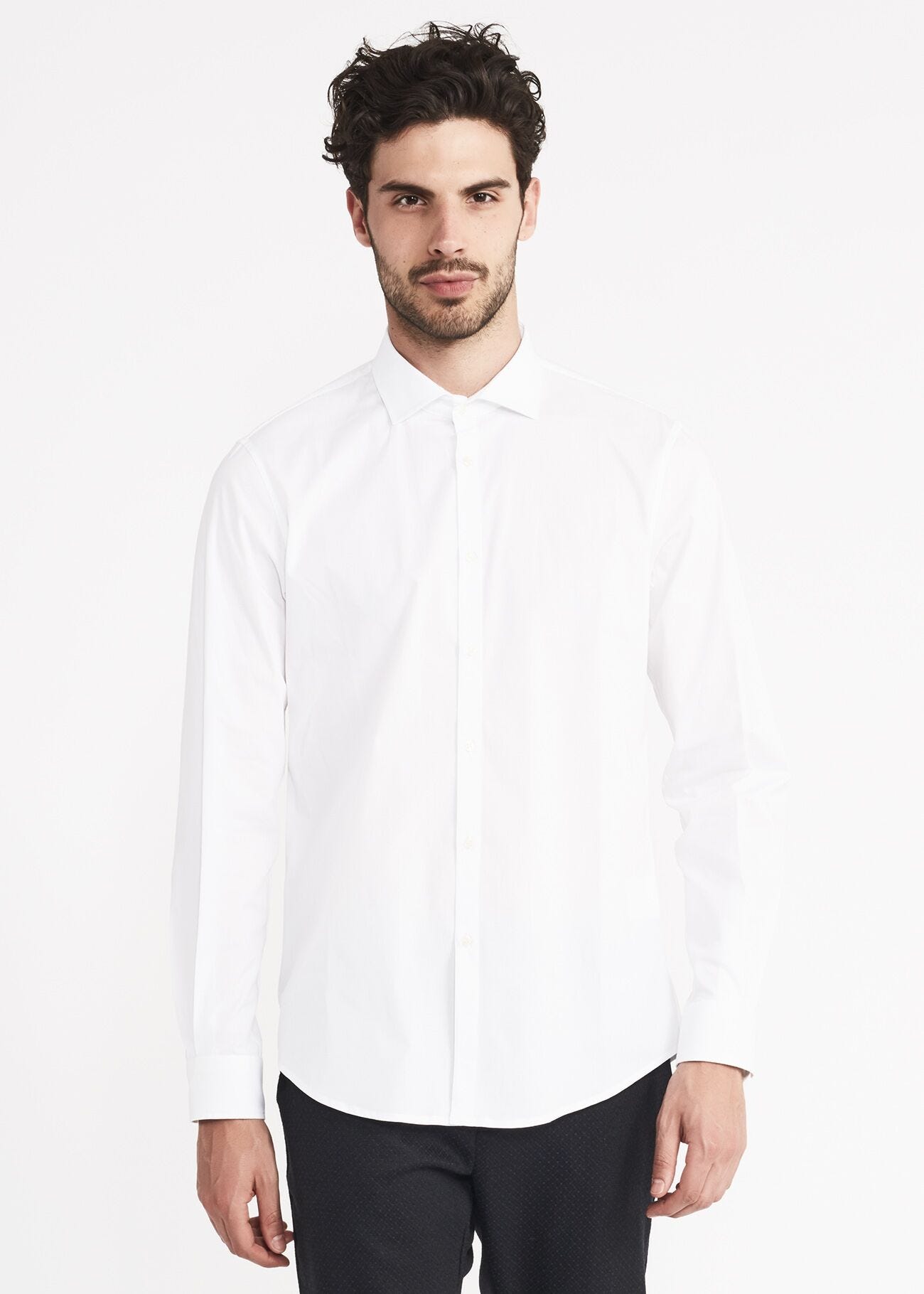Shirt in solid colour cotton