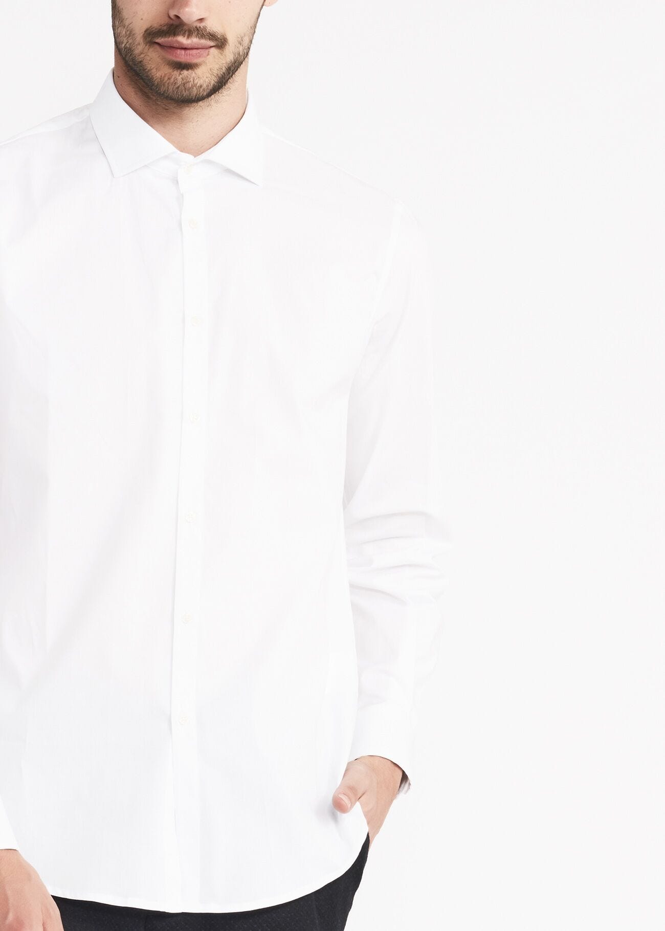 Shirt in solid colour cotton