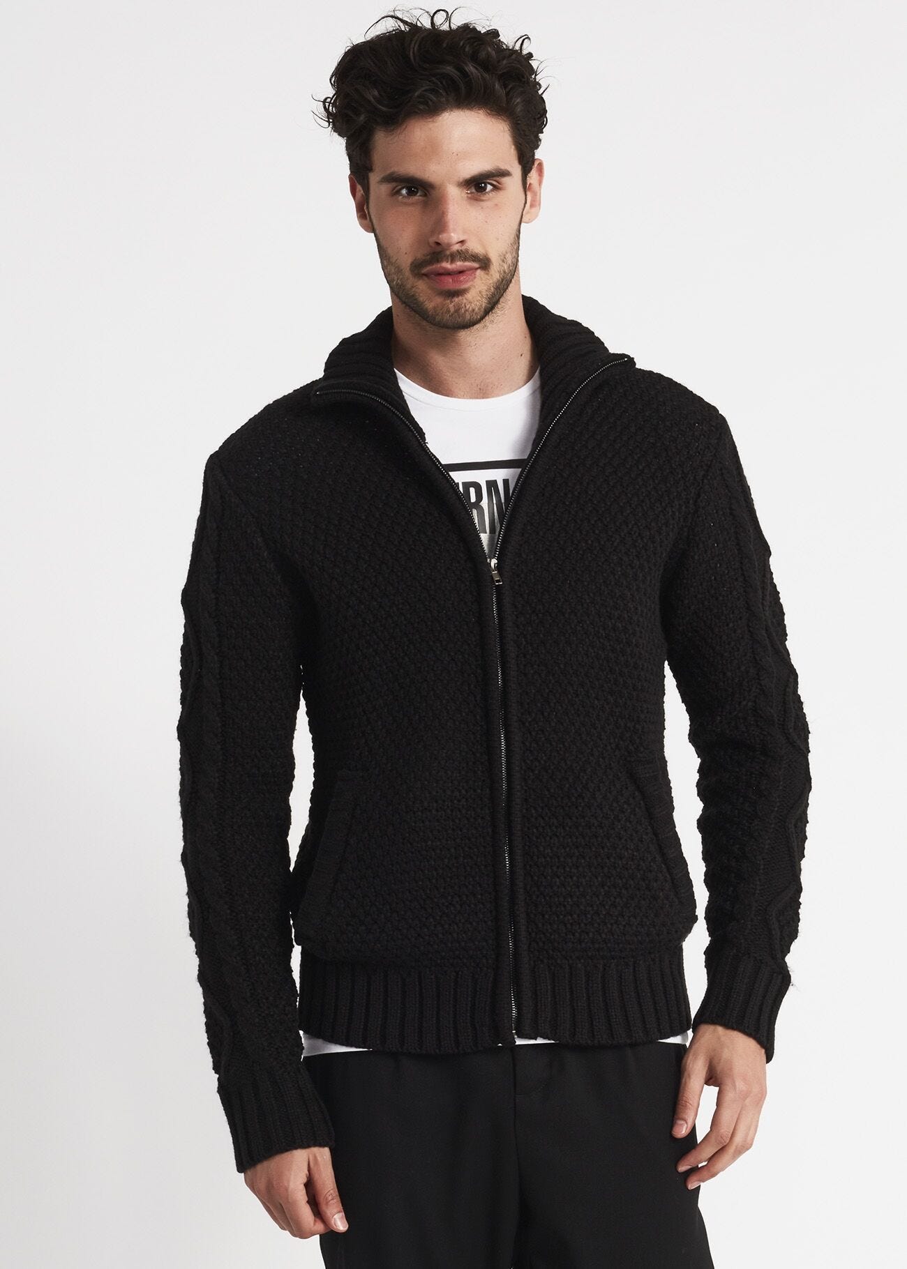 Cardigan in lana a trecce