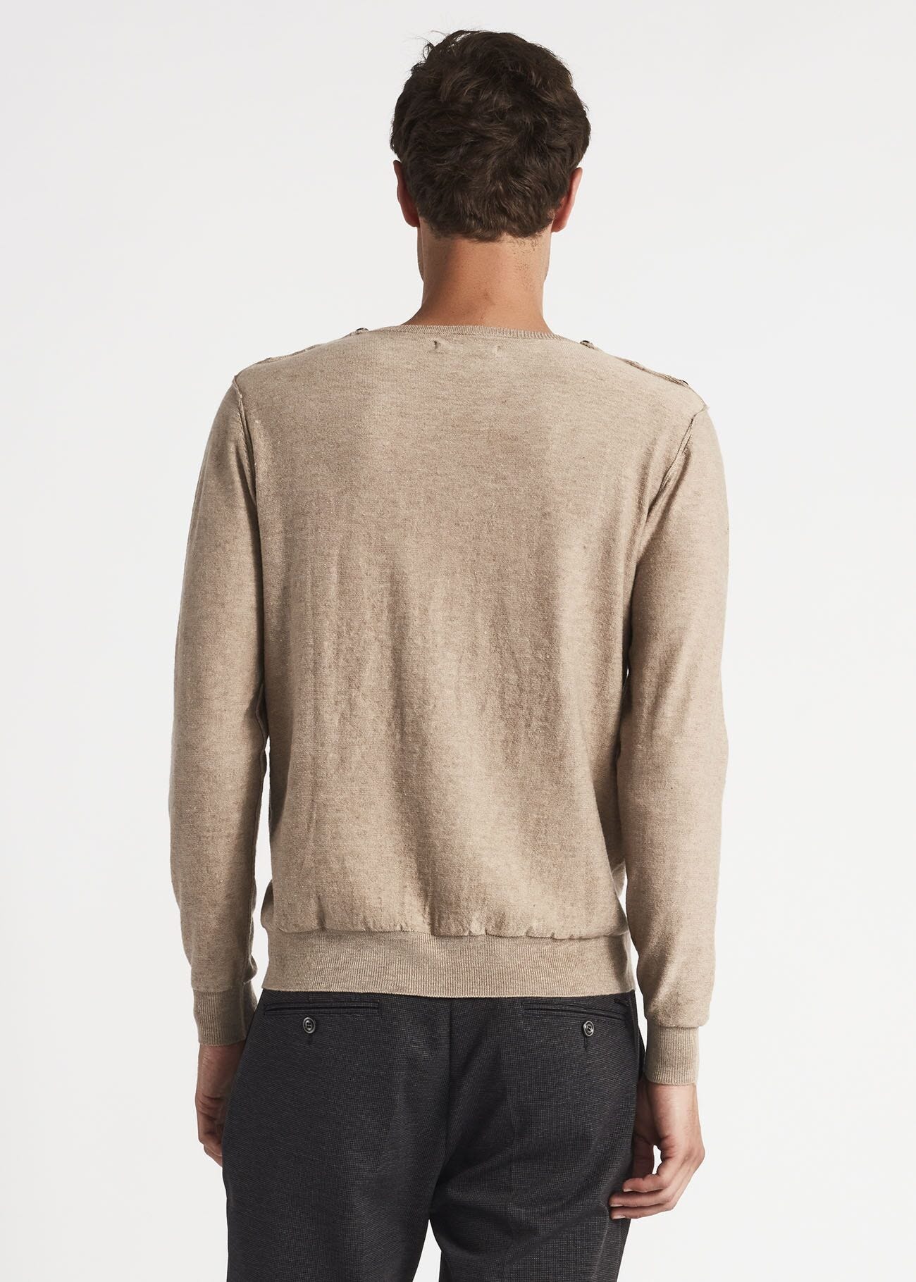 Crew neck jumper with buttons
