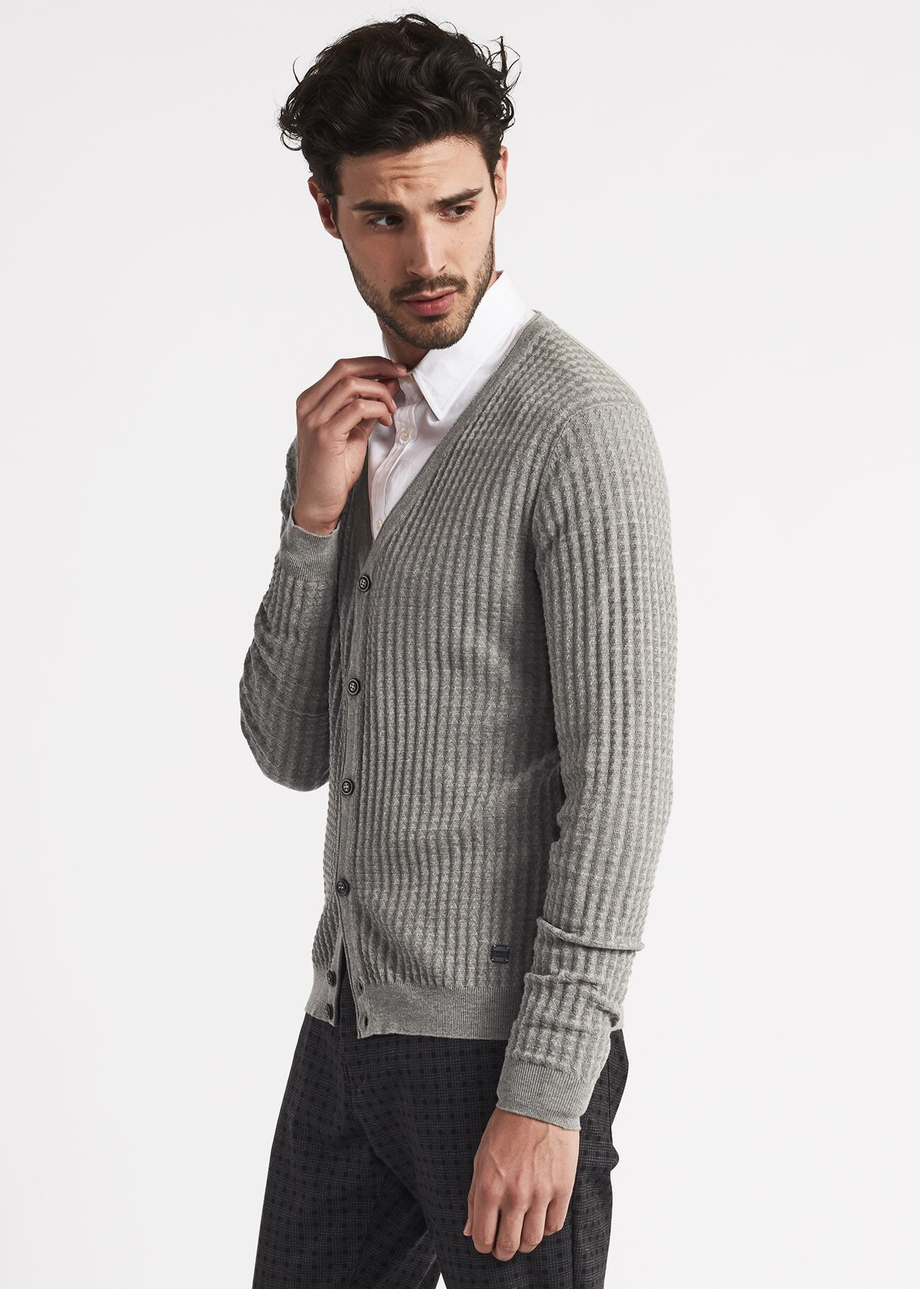 Viscose and cotton blend cardigan