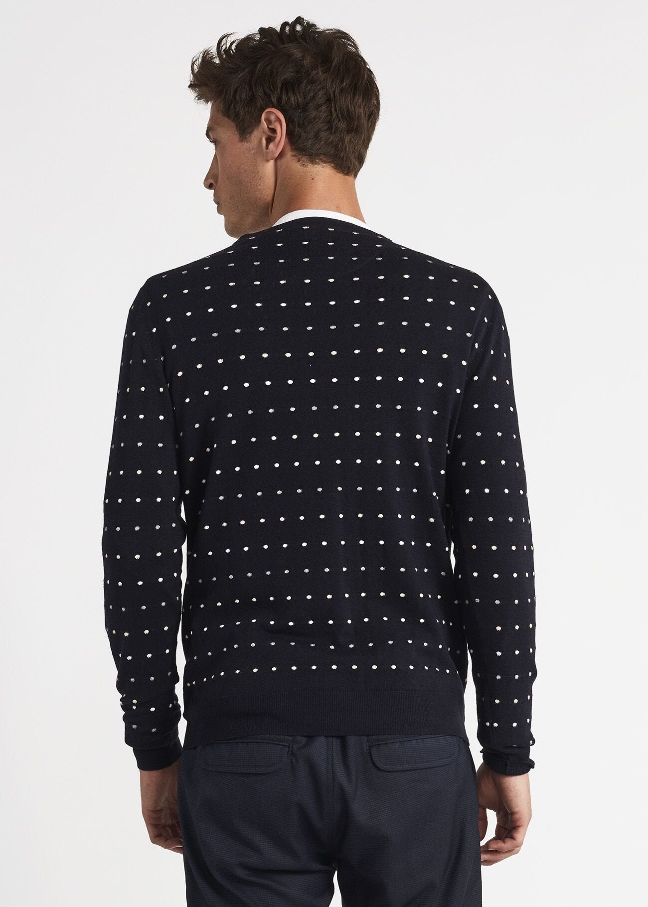 Cardigan with jacquard polka dots