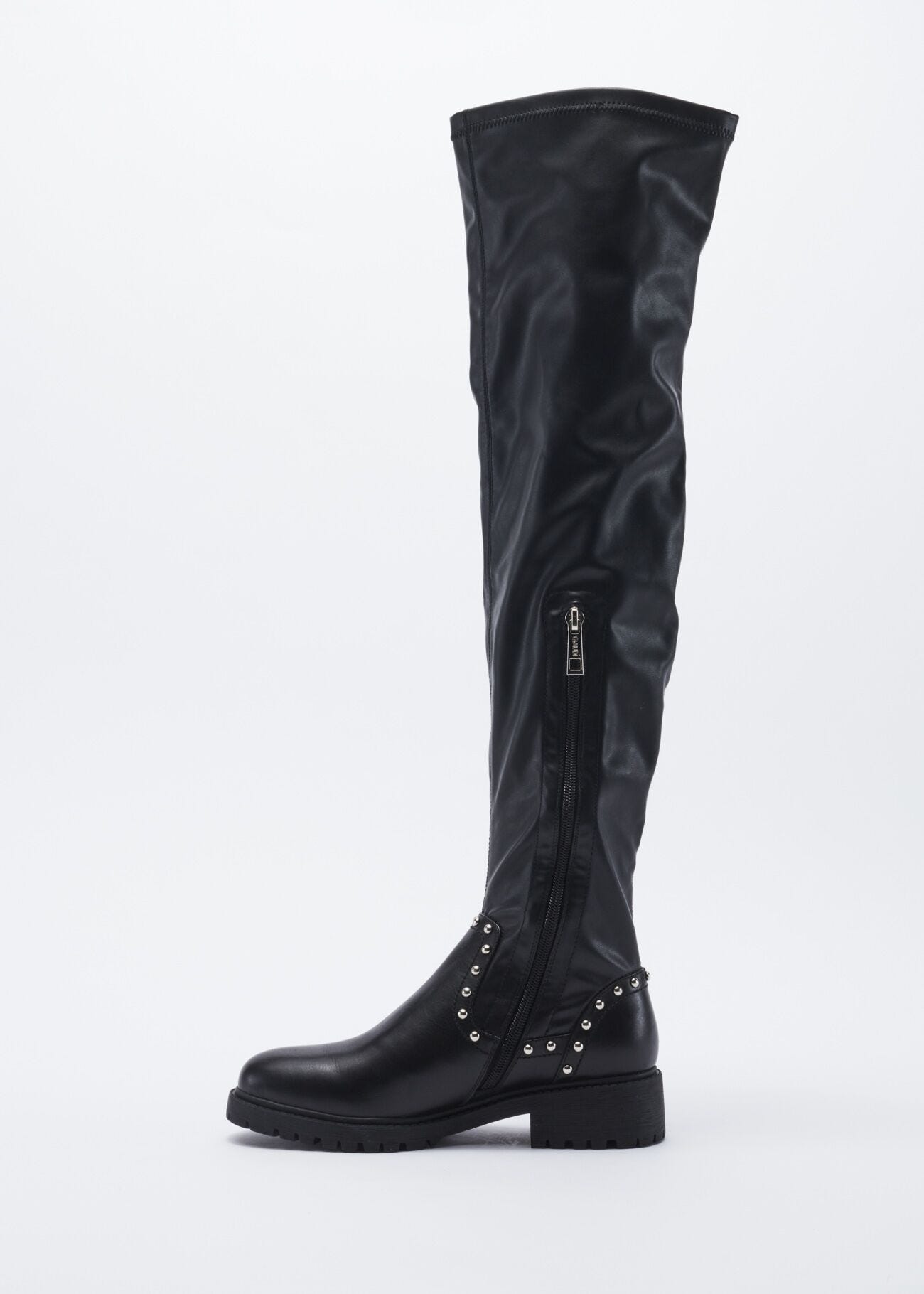 Studded thigh high boots