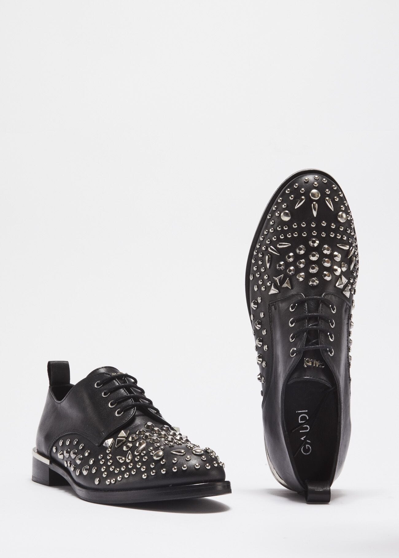Lace-up derby with stud embellishment