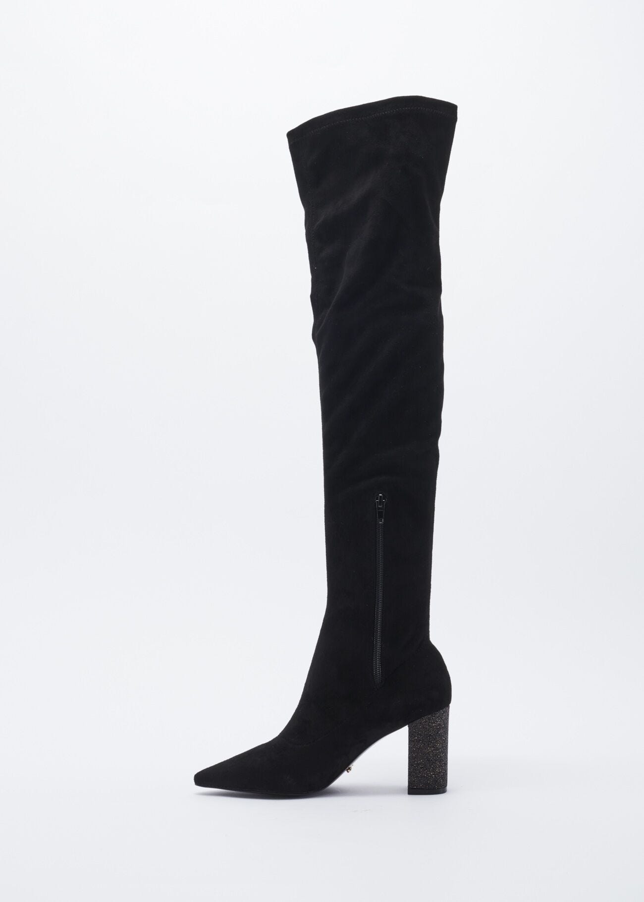 Thigh high boot in faux suede