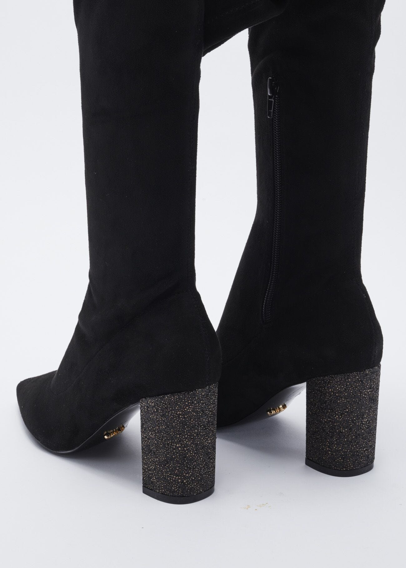 Thigh high boot in faux suede