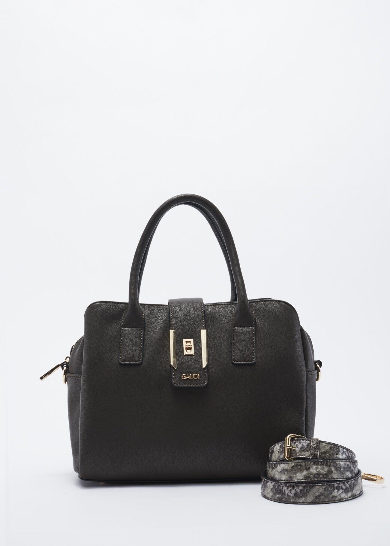 Faux leather bag with removable strap