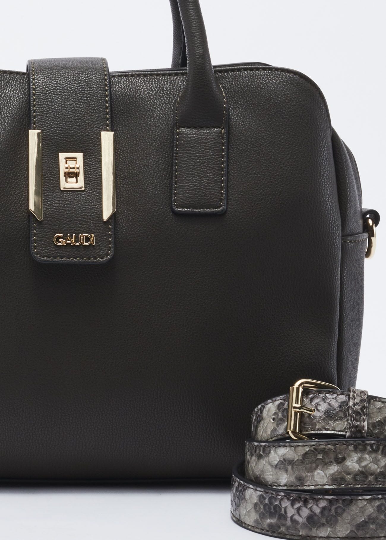 Faux leather bag with removable strap