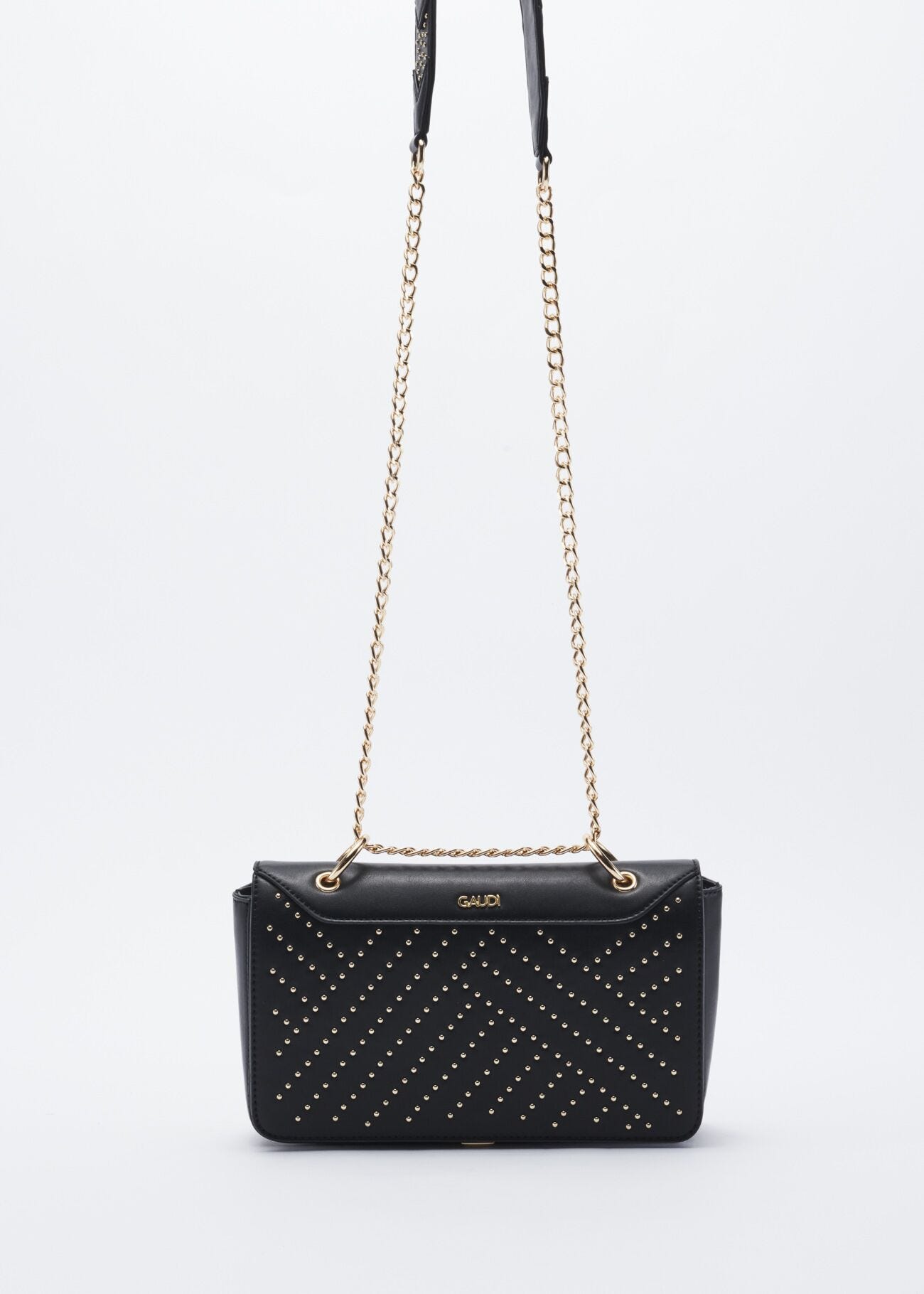 Faux leather crossbody bag with embellishment