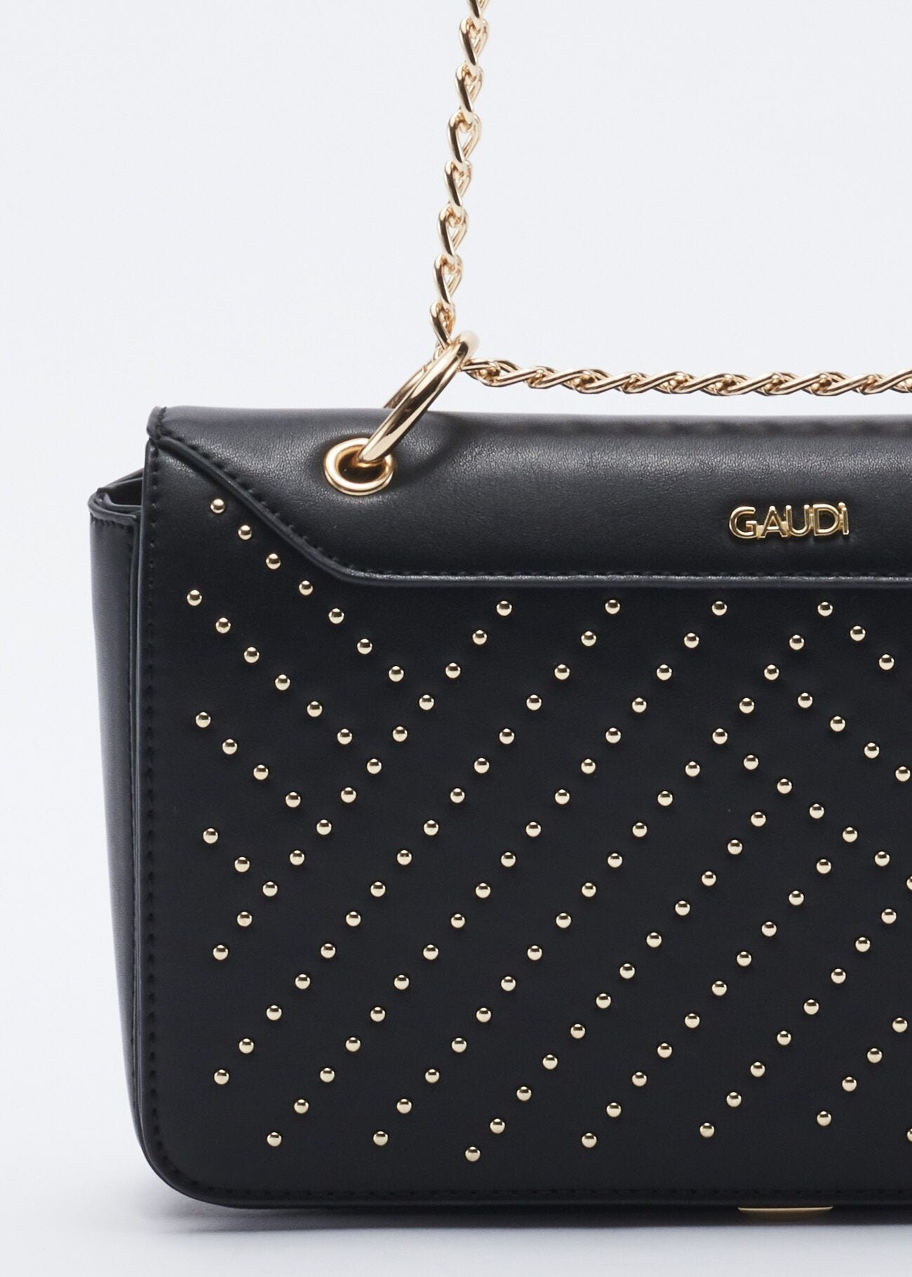 Faux leather crossbody bag with embellishment