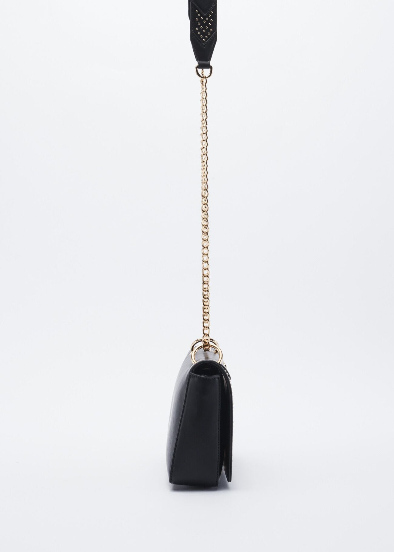 Faux leather crossbody bag with embellishment