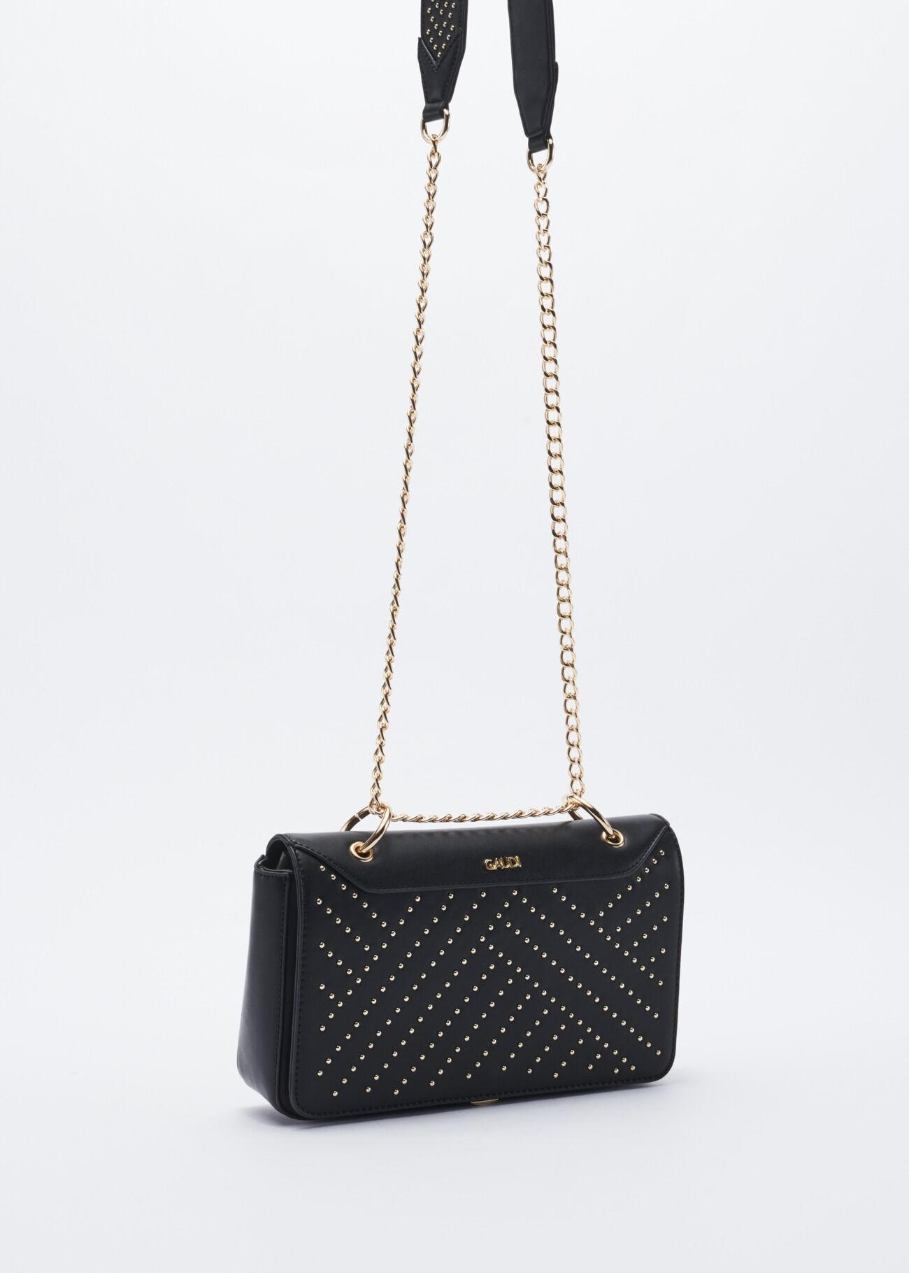 Faux leather crossbody bag with embellishment