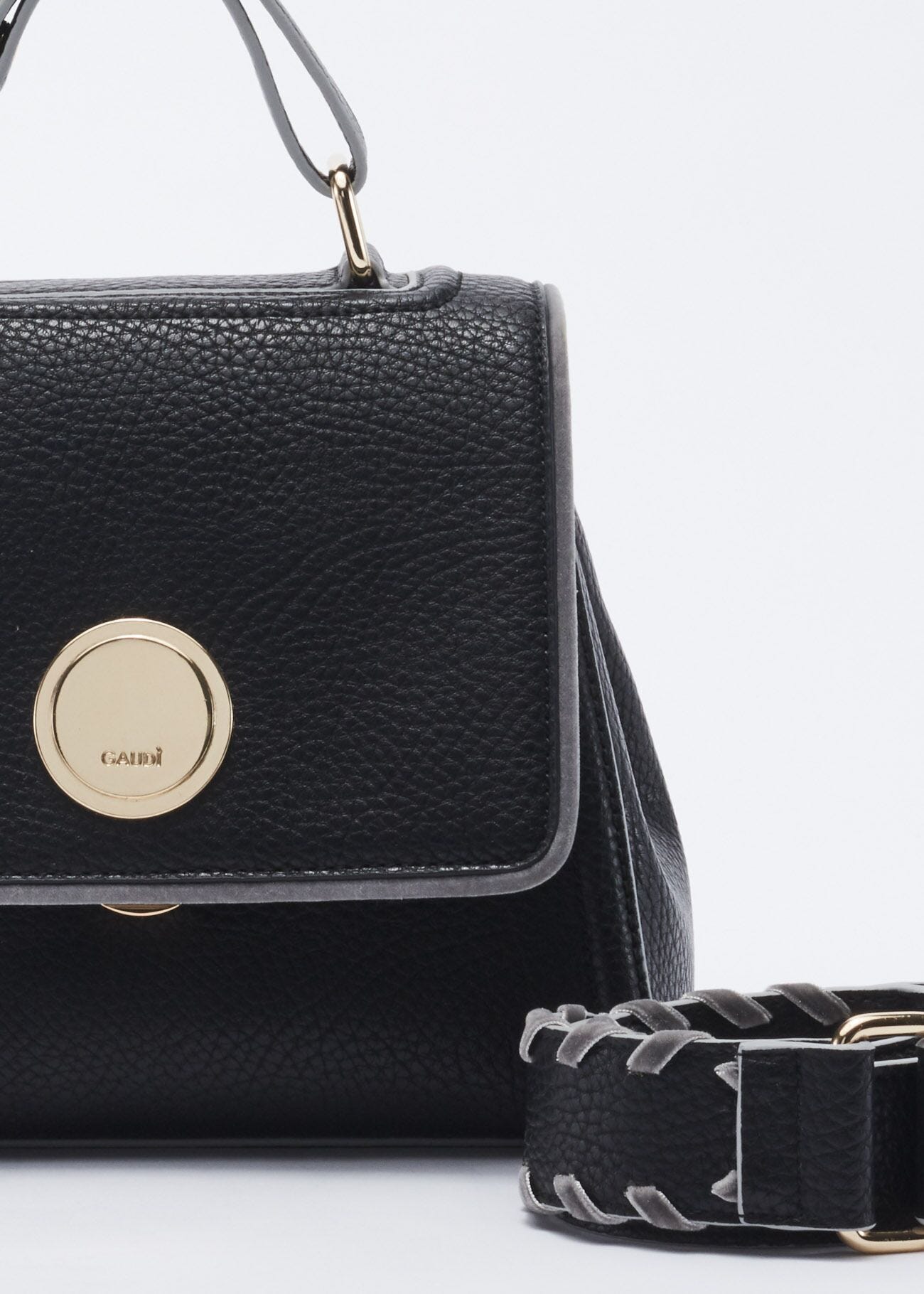 Mini bag in faux leather with embellishment