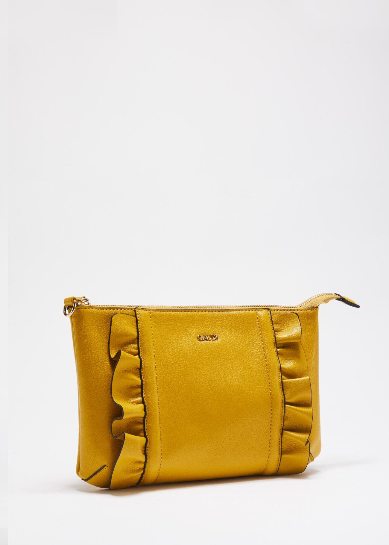 Clutch with ruffle embellishment