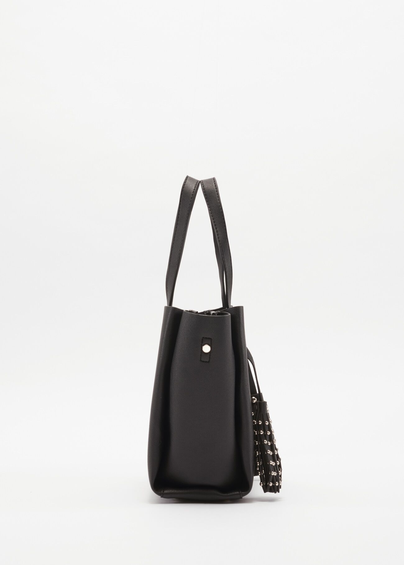 Bag with studded hanging tassels