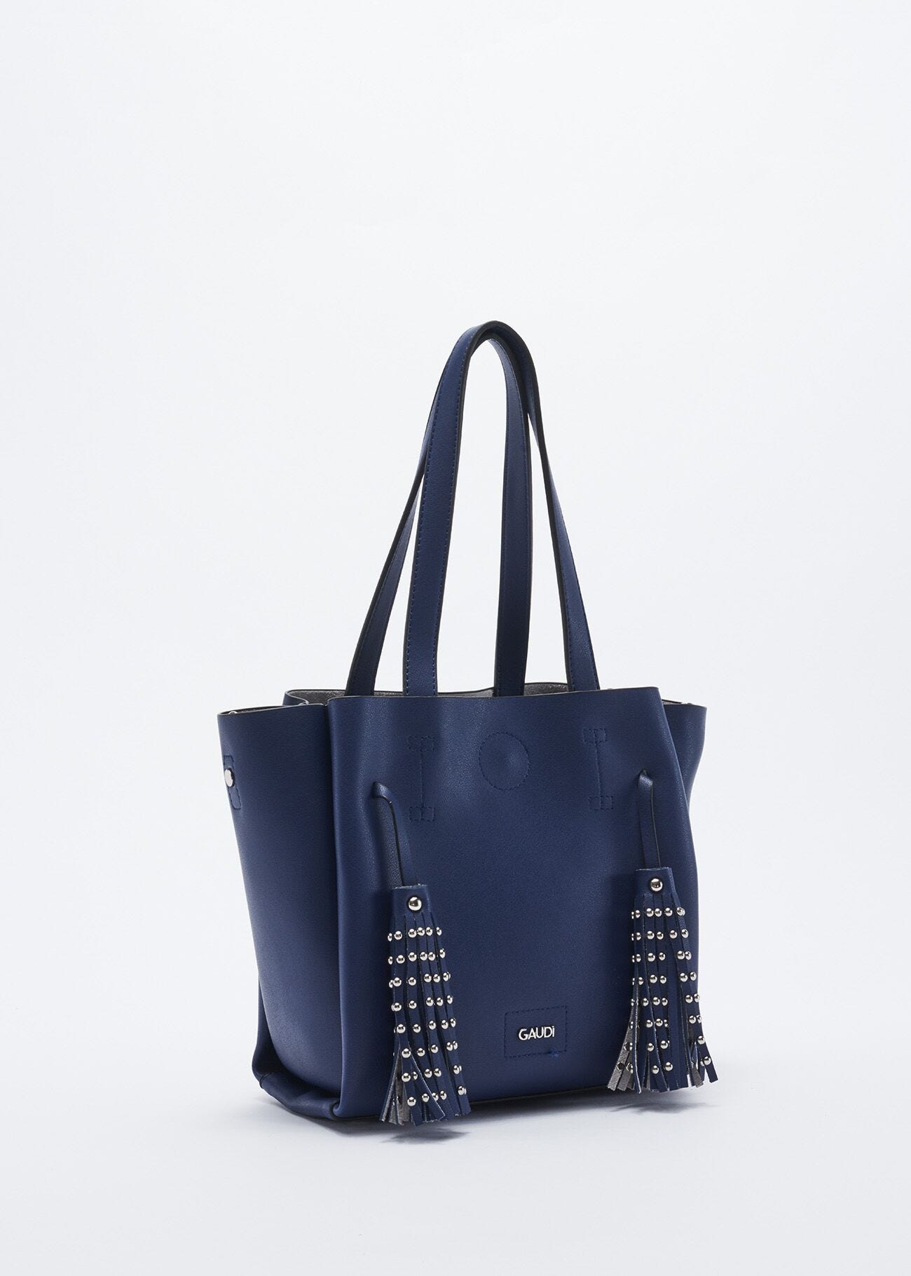 Bag with studded hanging tassels