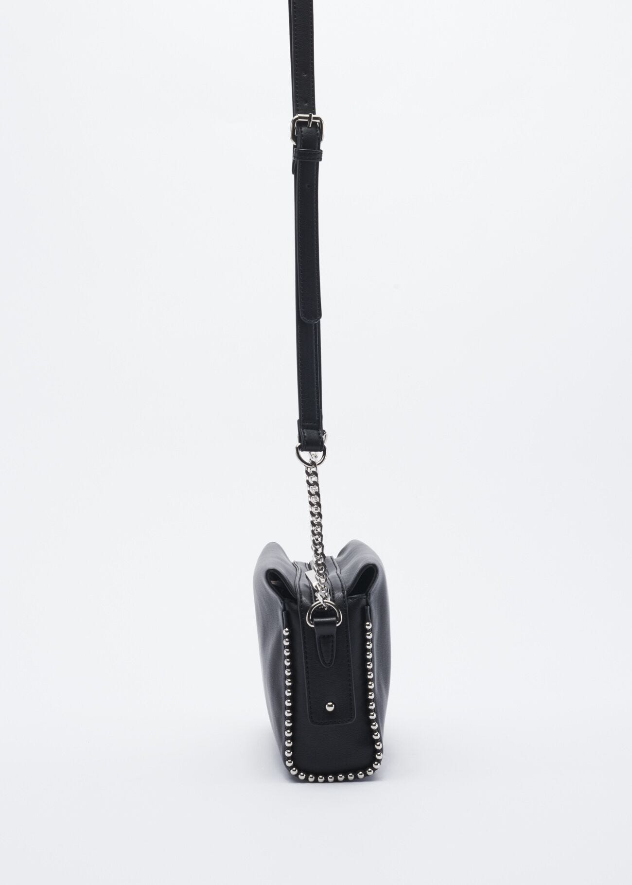 Faux leather crossbody bag with stud embellishment