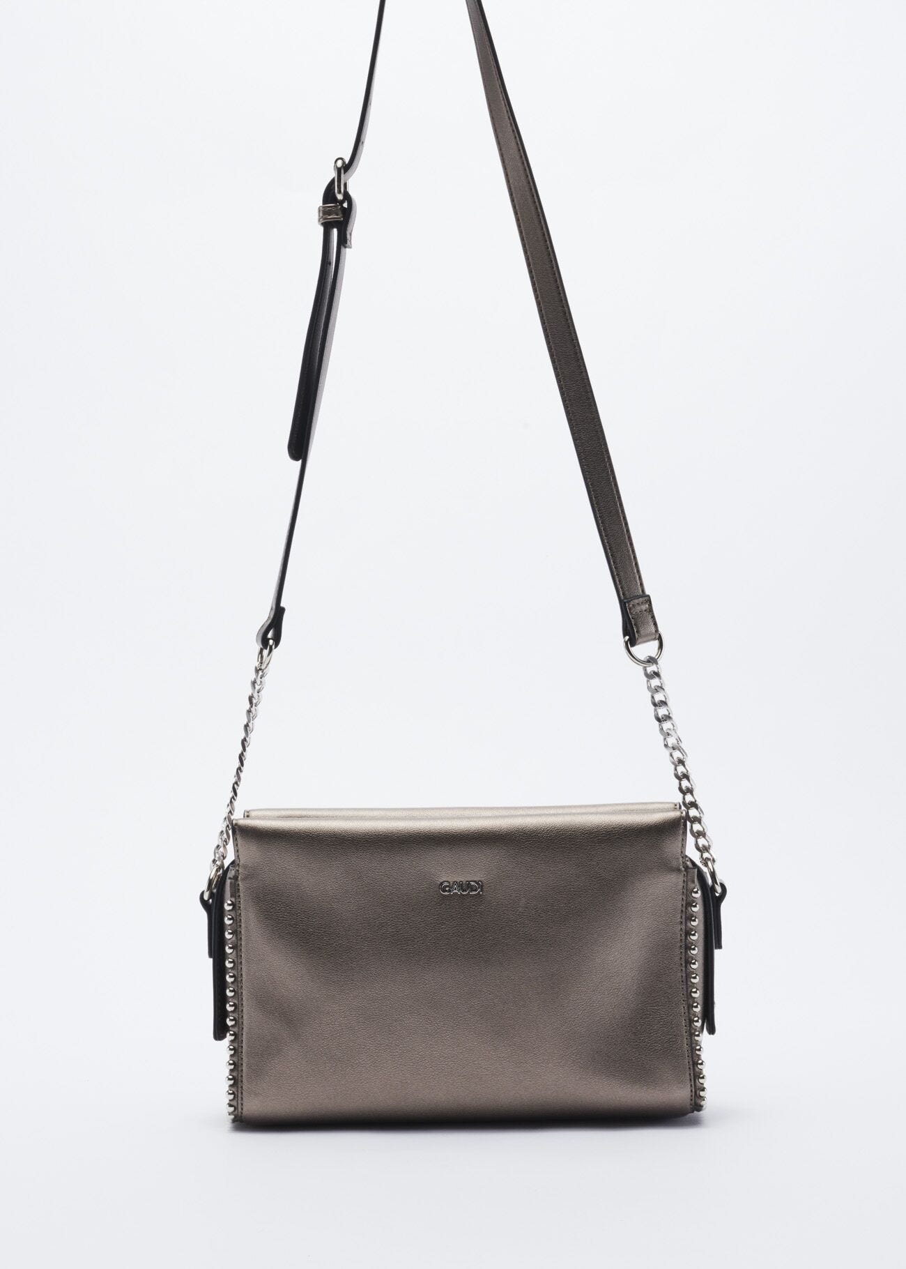 Faux leather crossbody bag with stud embellishment