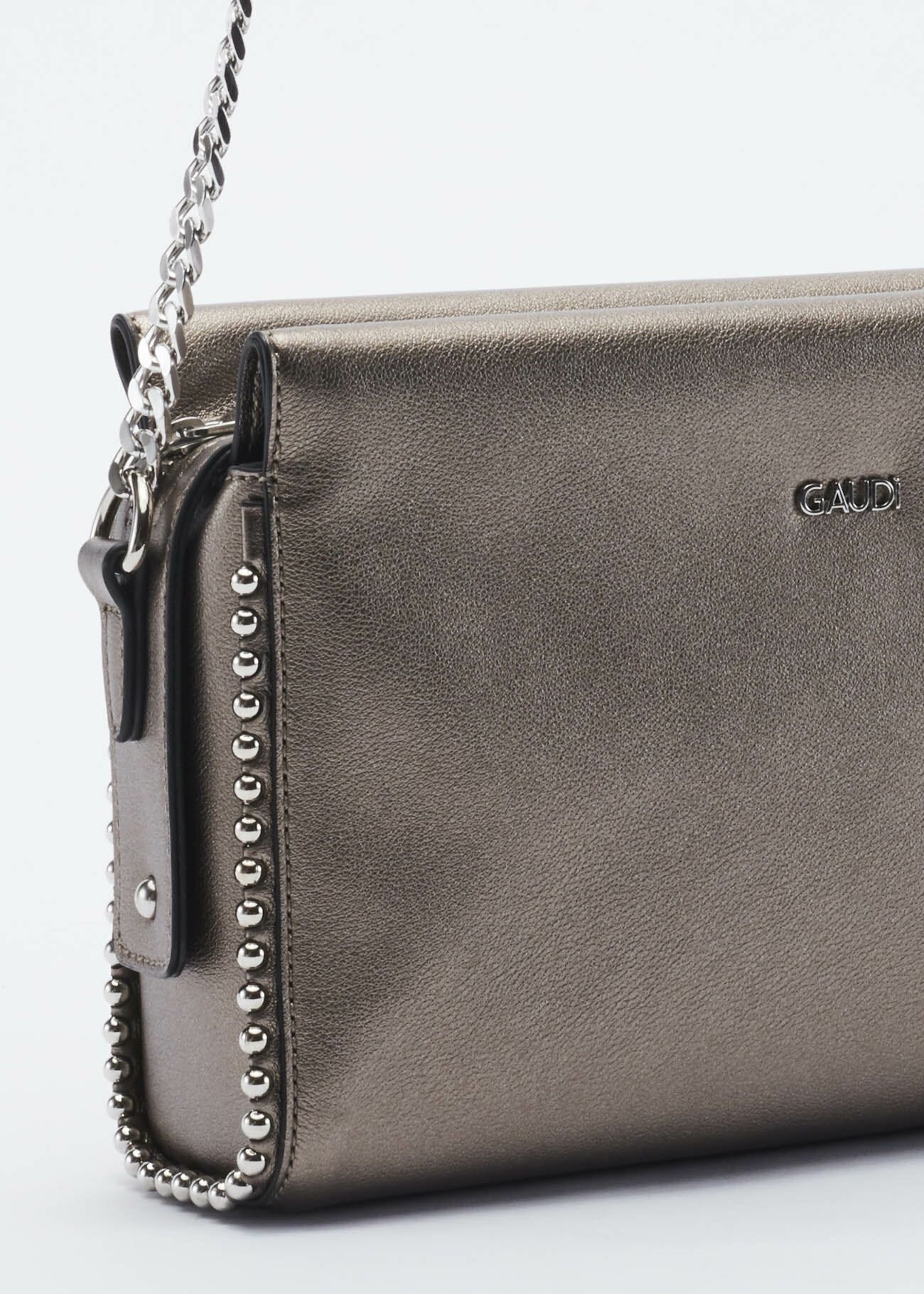 Faux leather crossbody bag with stud embellishment