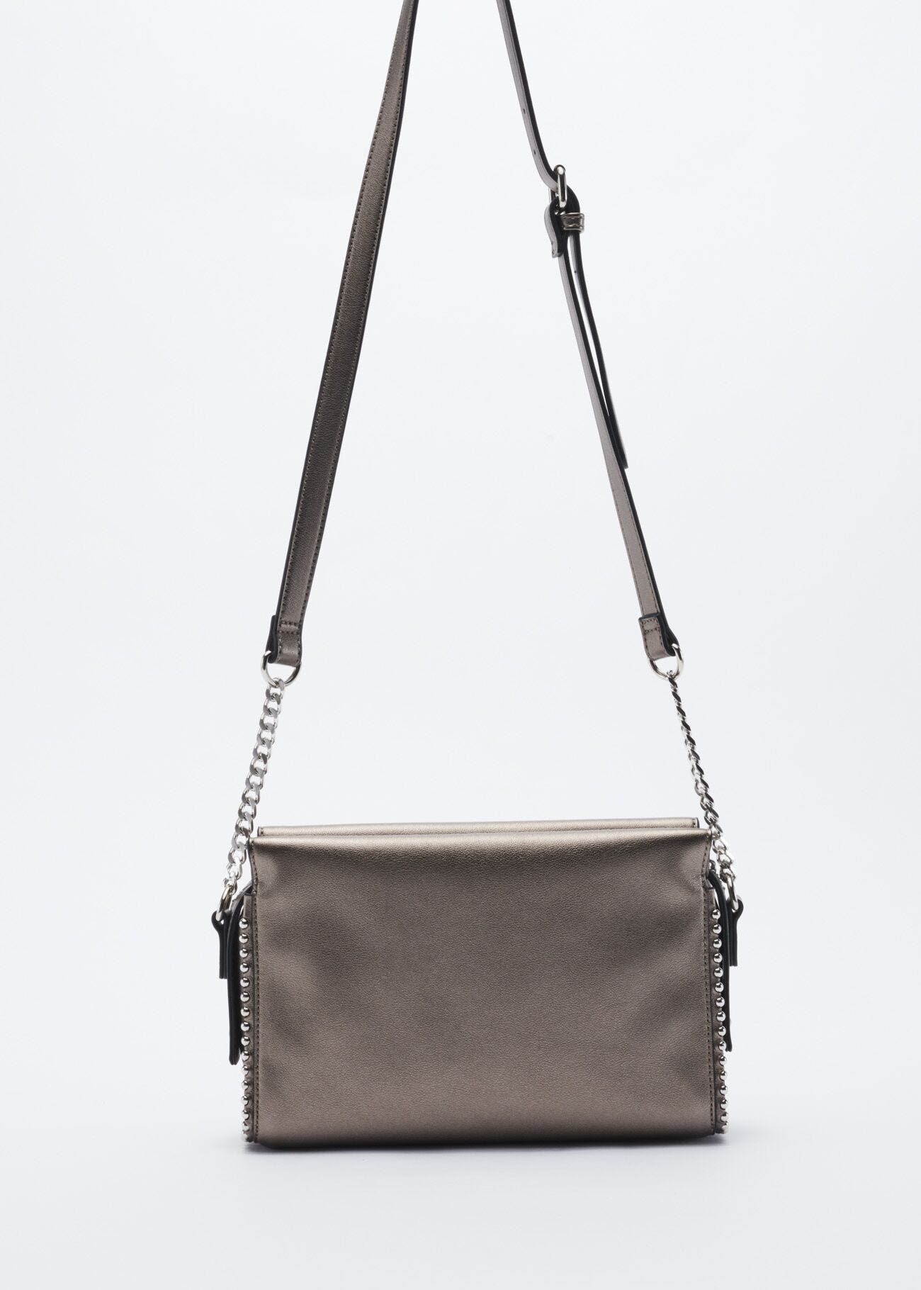 Faux leather crossbody bag with stud embellishment