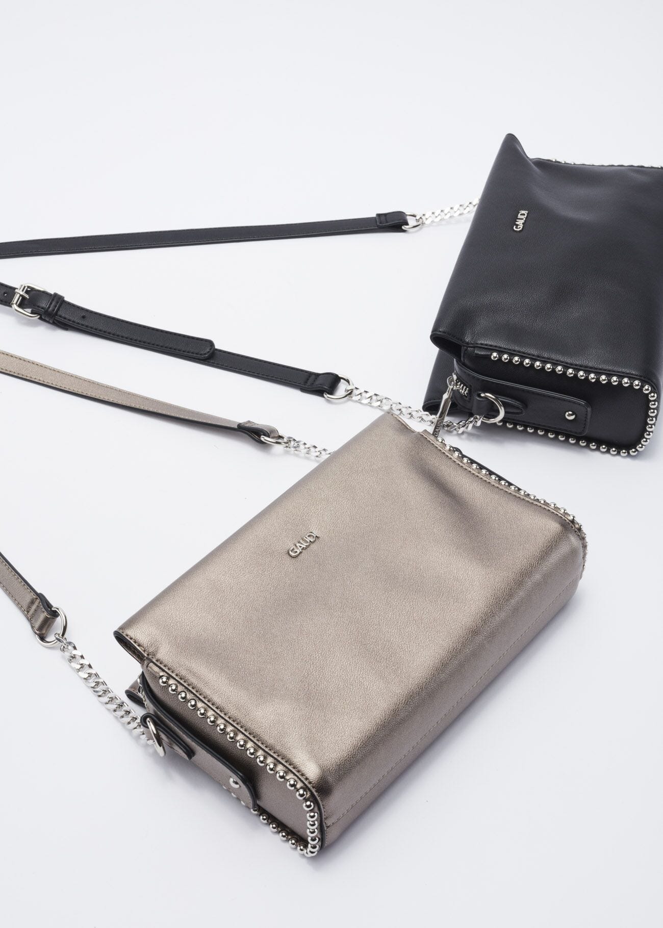 Faux leather crossbody bag with stud embellishment