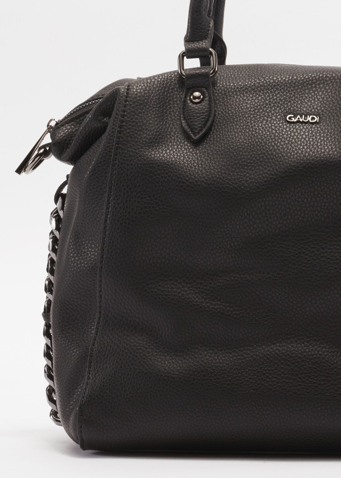Bag with metal chain decoration