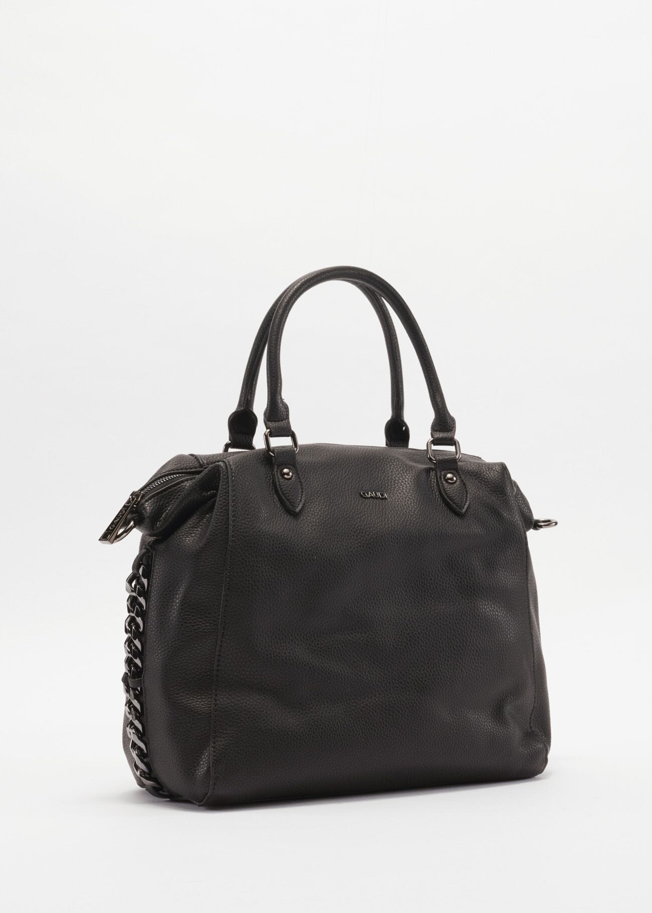 Bag with metal chain decoration