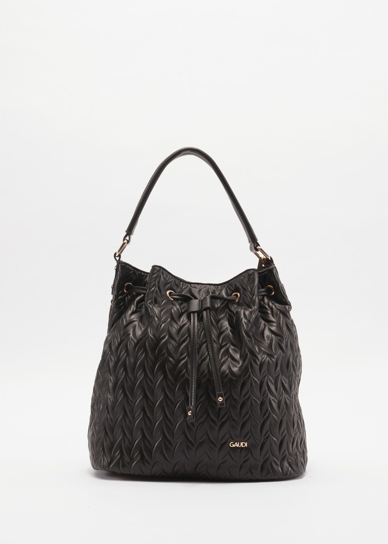 Bucket bag in quilted faux leather