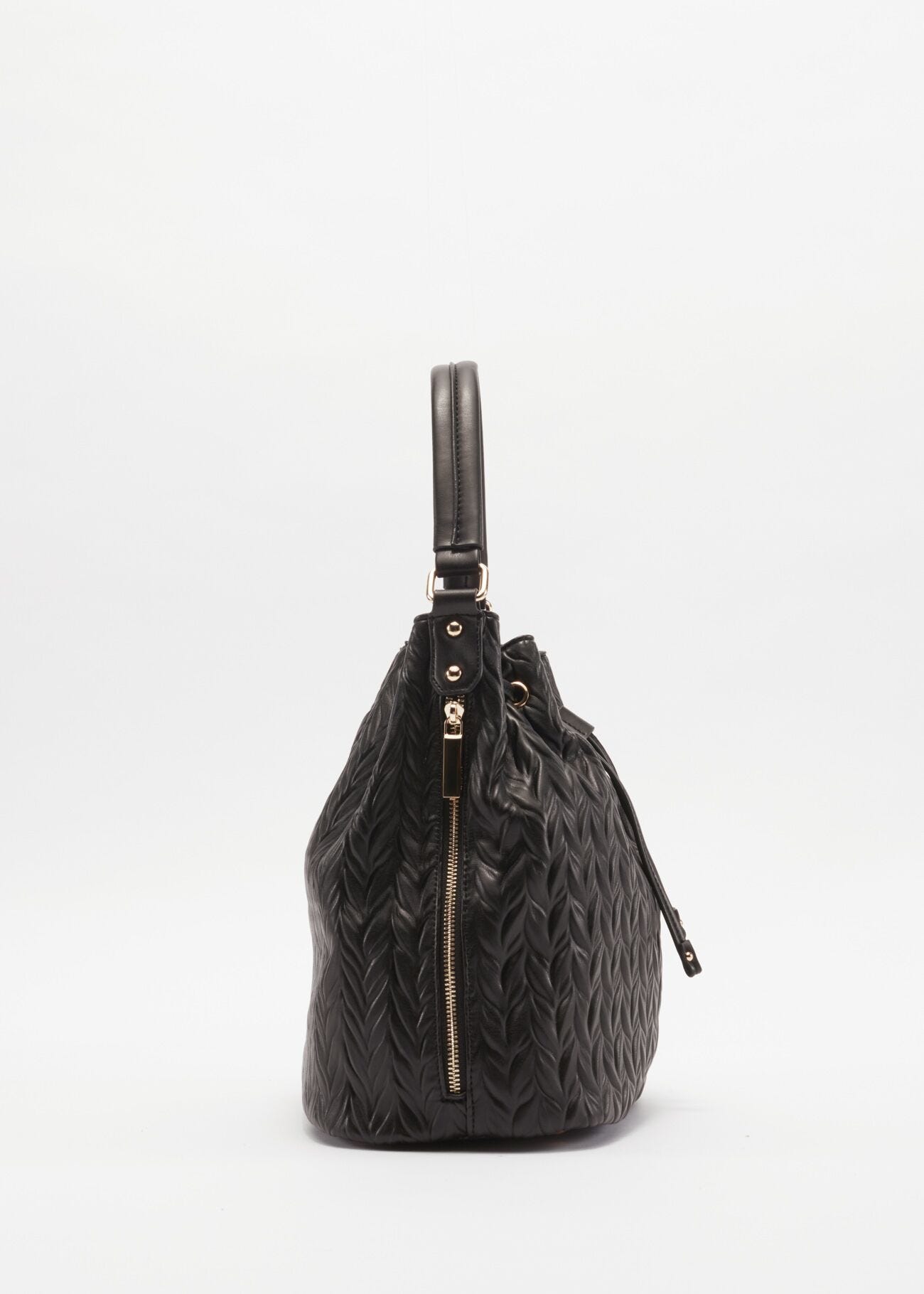 Bucket bag in quilted faux leather